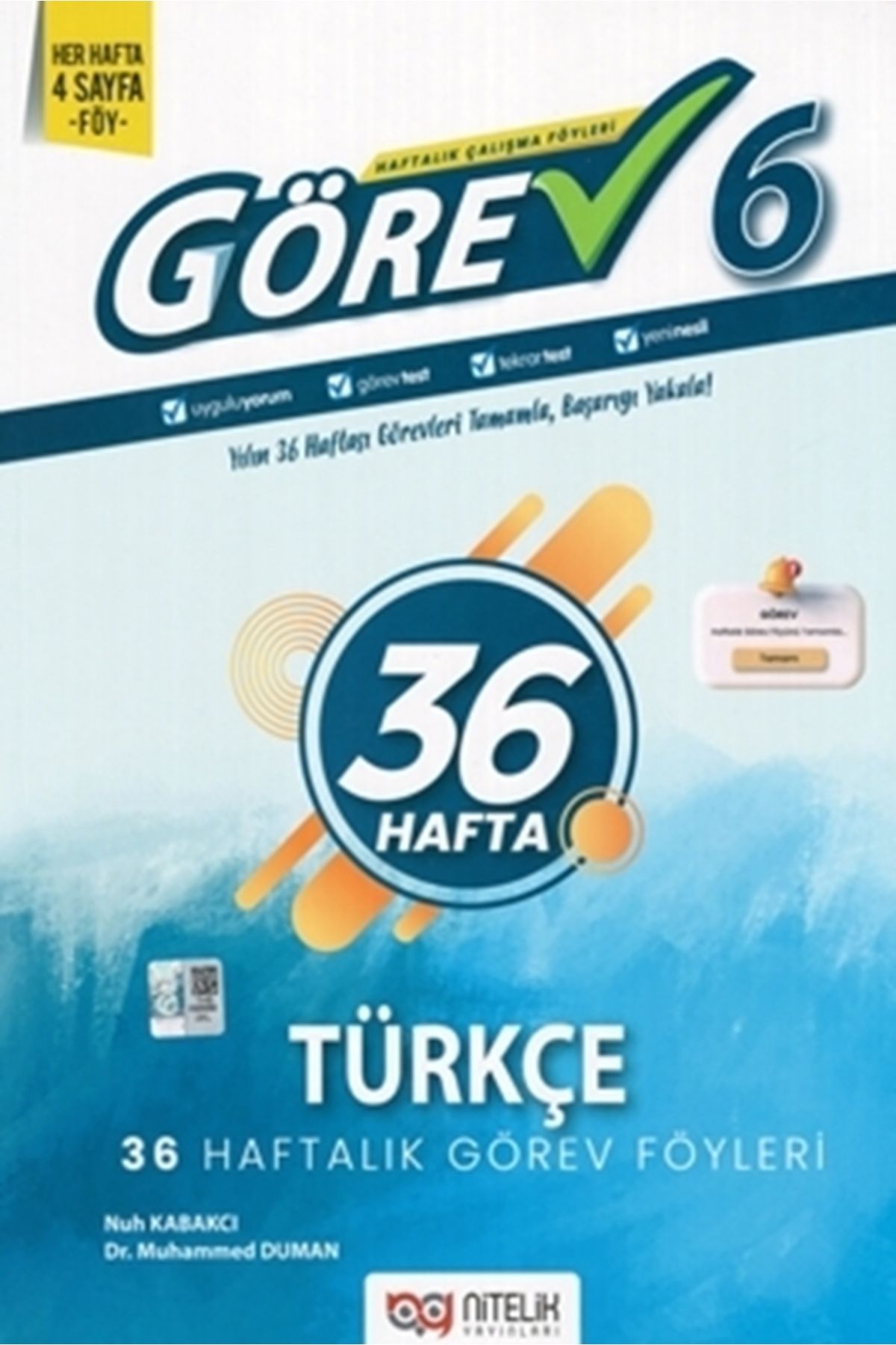 Nitelik Yayınları 6.Sınıf Görev Türkçe 36 Haftalık Görev Föyleri