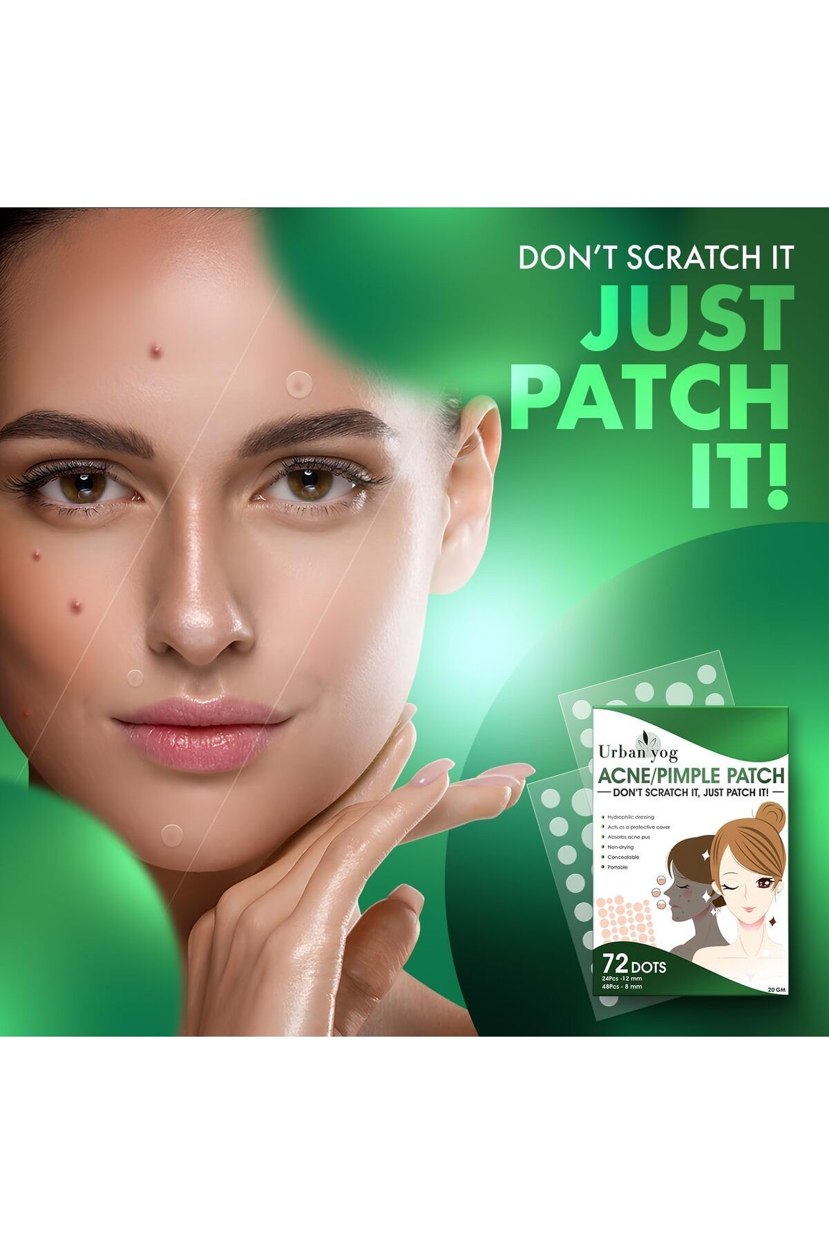 Urban yog-Urbanyog Acne Pimple Patch - Invisible Facial Stickers(72 Dots) 2
