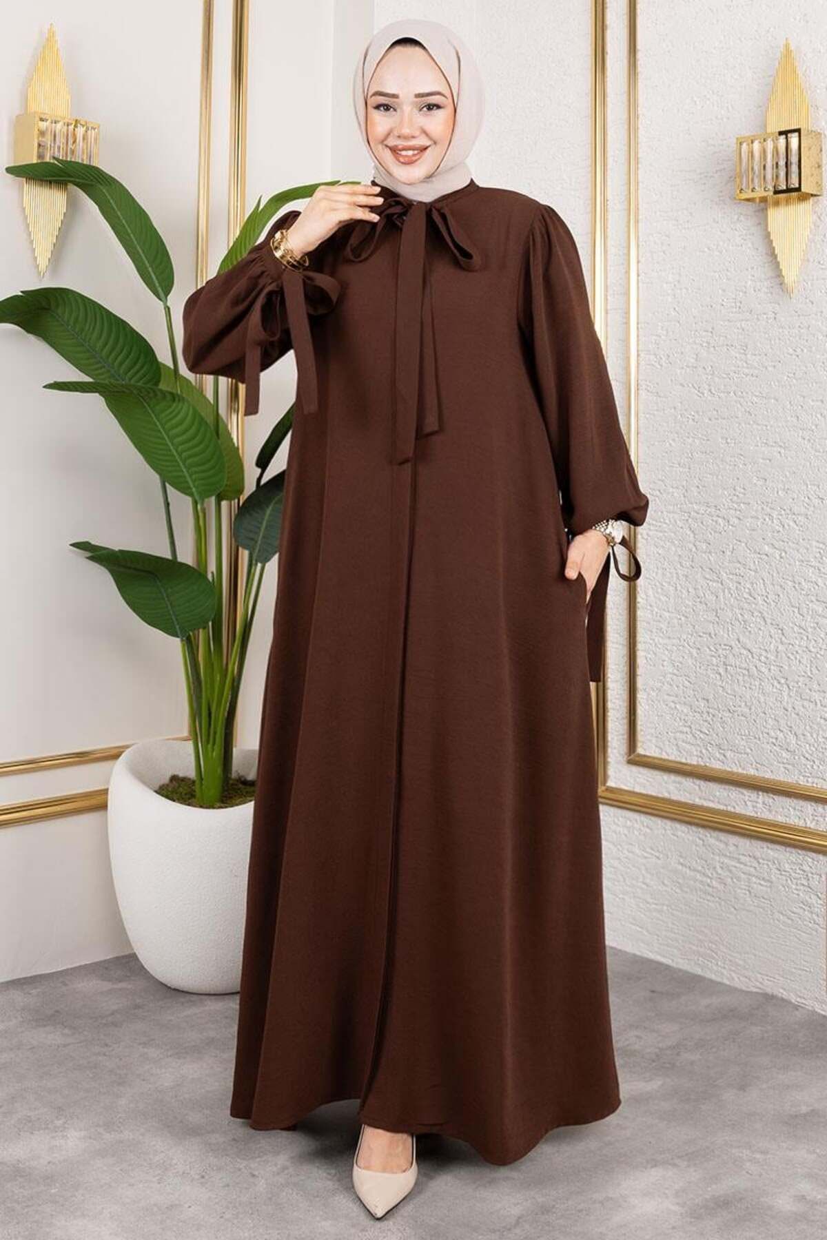 Mec Fashion Manşeti Bağcıklı Elbise Ferace