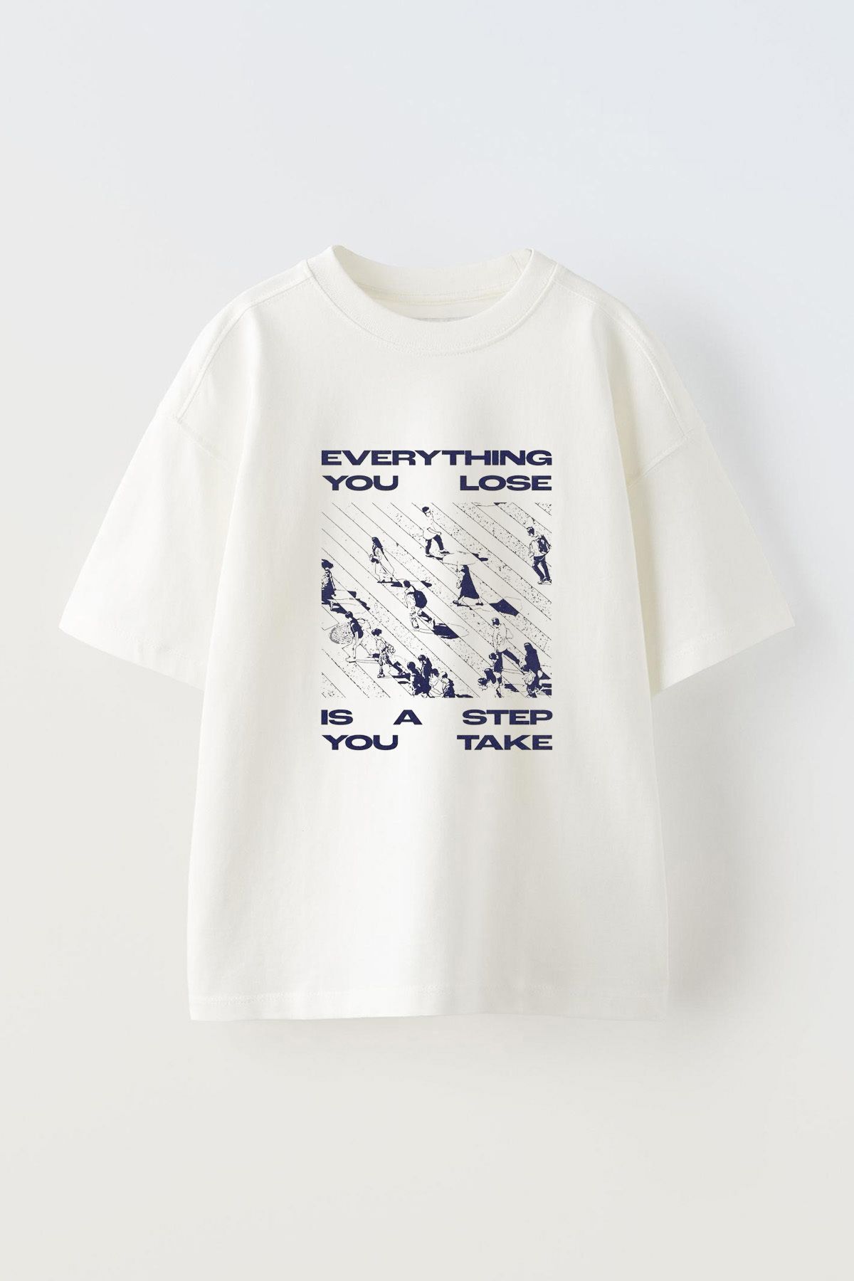 Anetos Evertyhıng Ön Baskılı Pamuk Beyaz Oversize T-shirt
