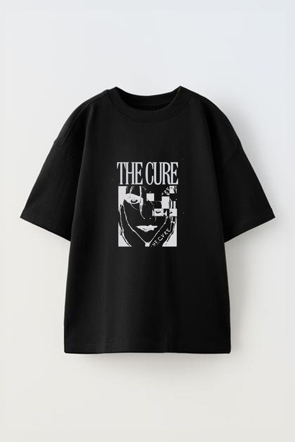Anetos The Cure Ön Baskılı Pamuk Siyah Oversize T-shirt