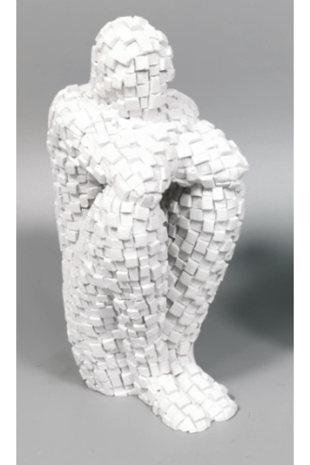 JASMIN CONCEPTS 13X9X21cm Düşünen İnsan Figür Obje Beyaz