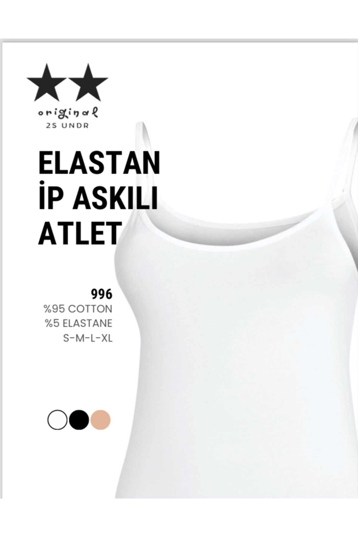 İki Yıldız Likralı İp Askılı Atlet 6’lı