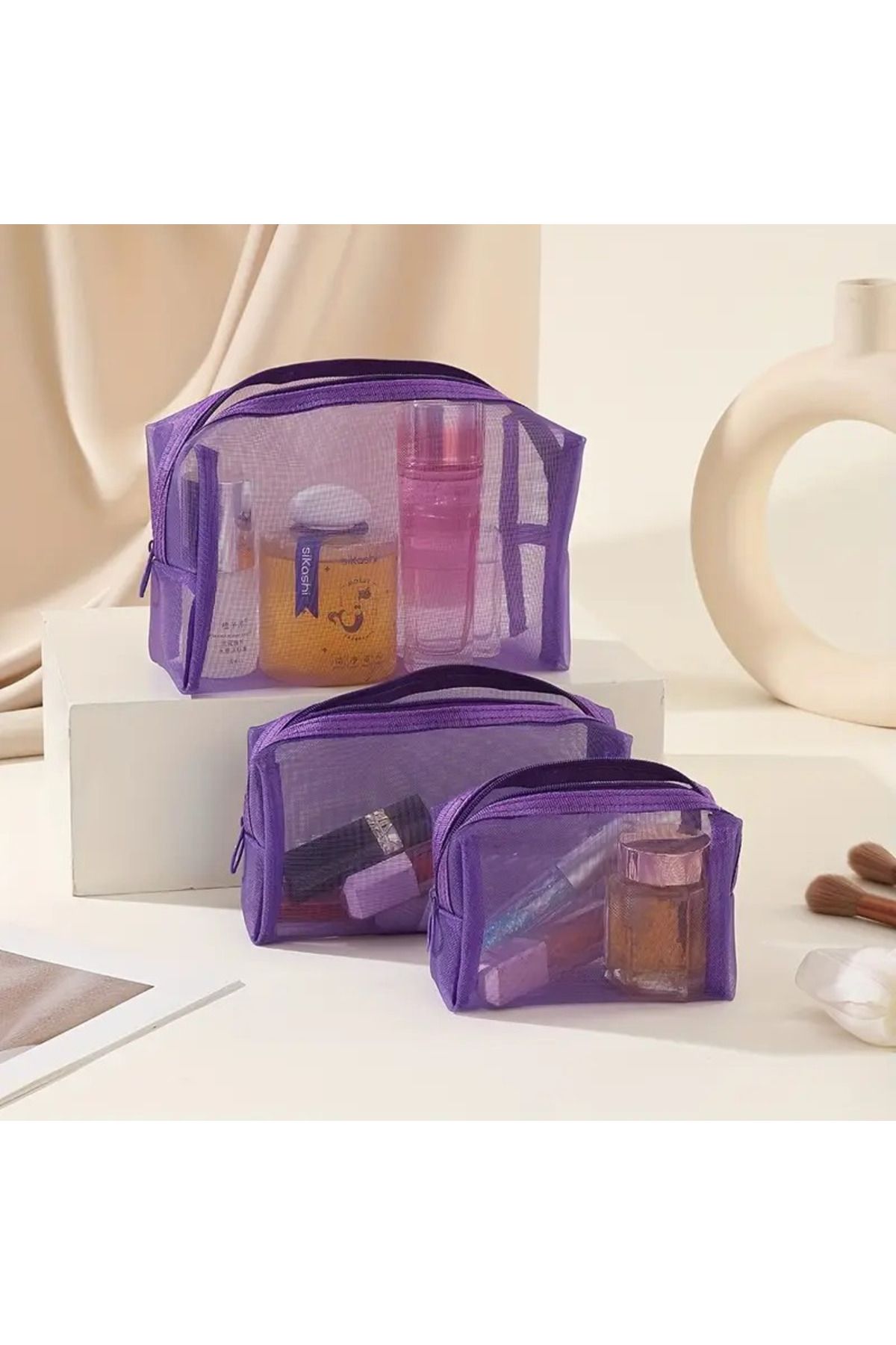 TATA CRAFT Set De 3 Boroșuri De Cosmetică Pentru Depozitare Chei - One Size