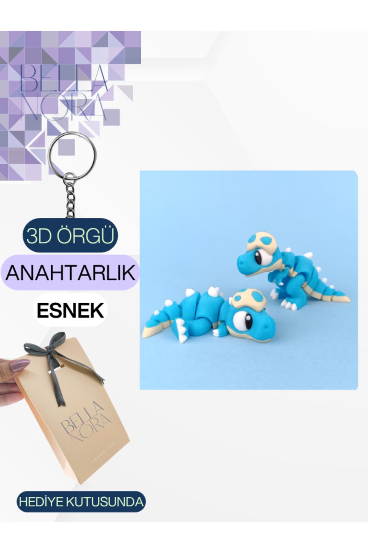 Bellanora Örgü Anahtarlık Sevilen Esneyebilir Sevimli Hayvanlar Amigurumi Çanta Süsü Özel Hediye Kutusunda