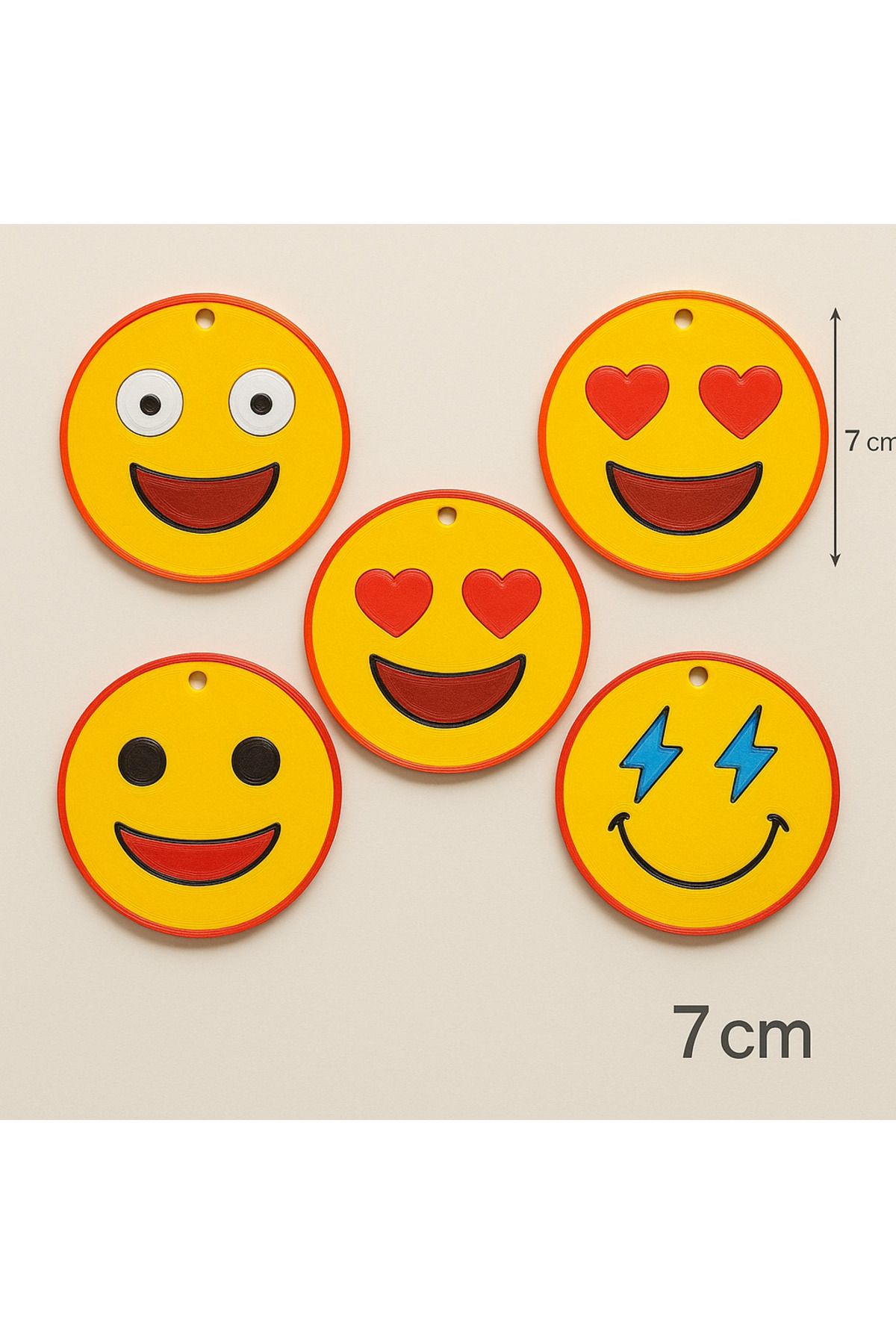 Grifon3D 😊🎨 5’li Boyanabilir Emoji Seti – PLA Malzeme, Askı Deliği Hazır, Boya Hariç