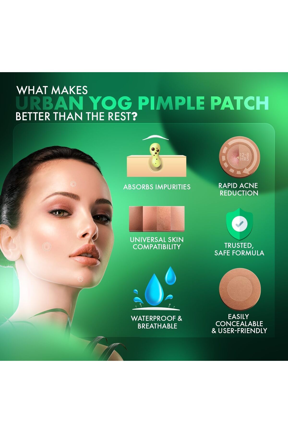Urban yog-Urbanyog Acne Pimple Patch - Invisible Facial Stickers(72 Dots) 3