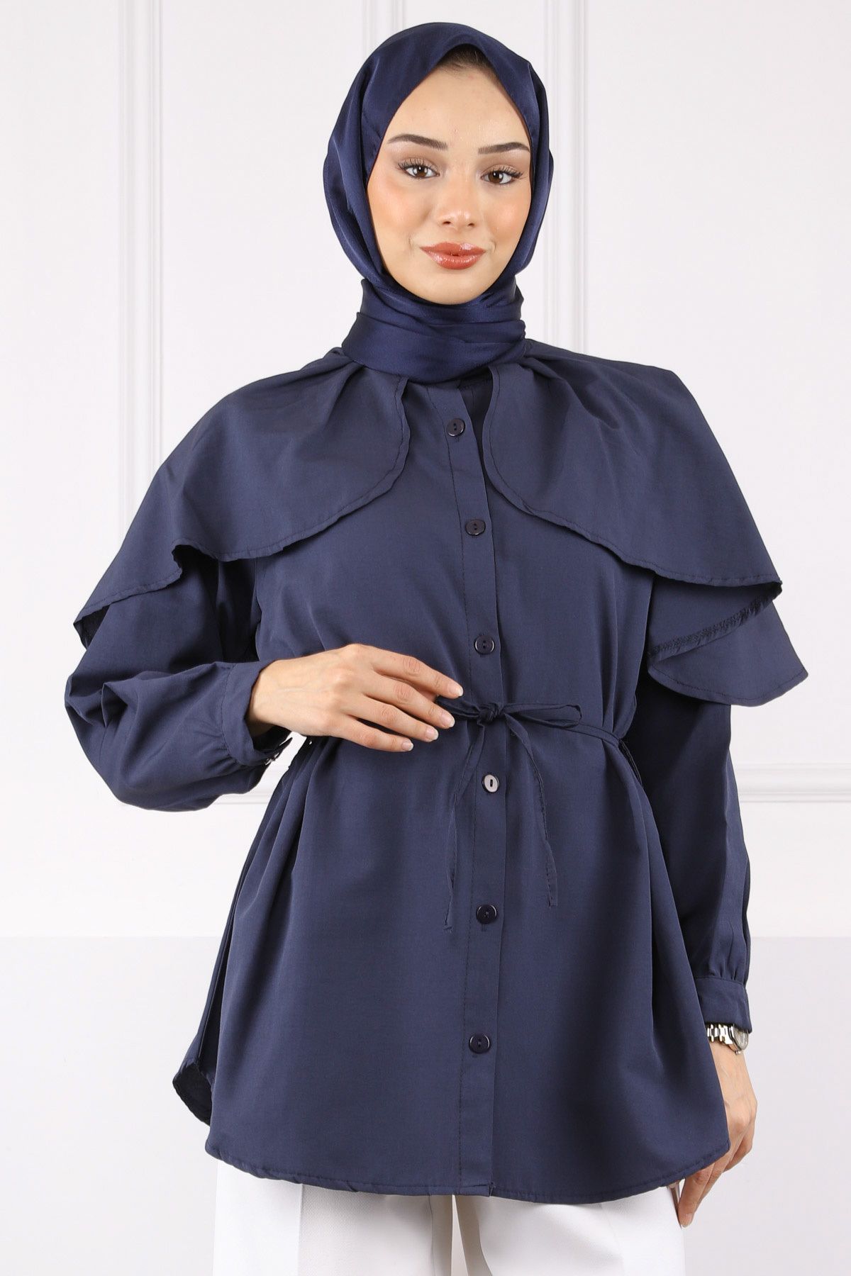 İmajButik Lacivert Pelerin Yaka Gömlek