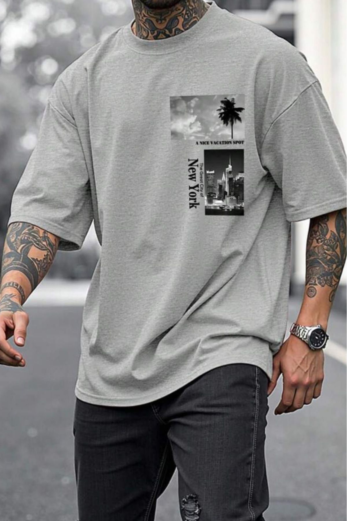 Shine Stone A Nice Baskılı Unisex Bisiklet Yaka Tshirt