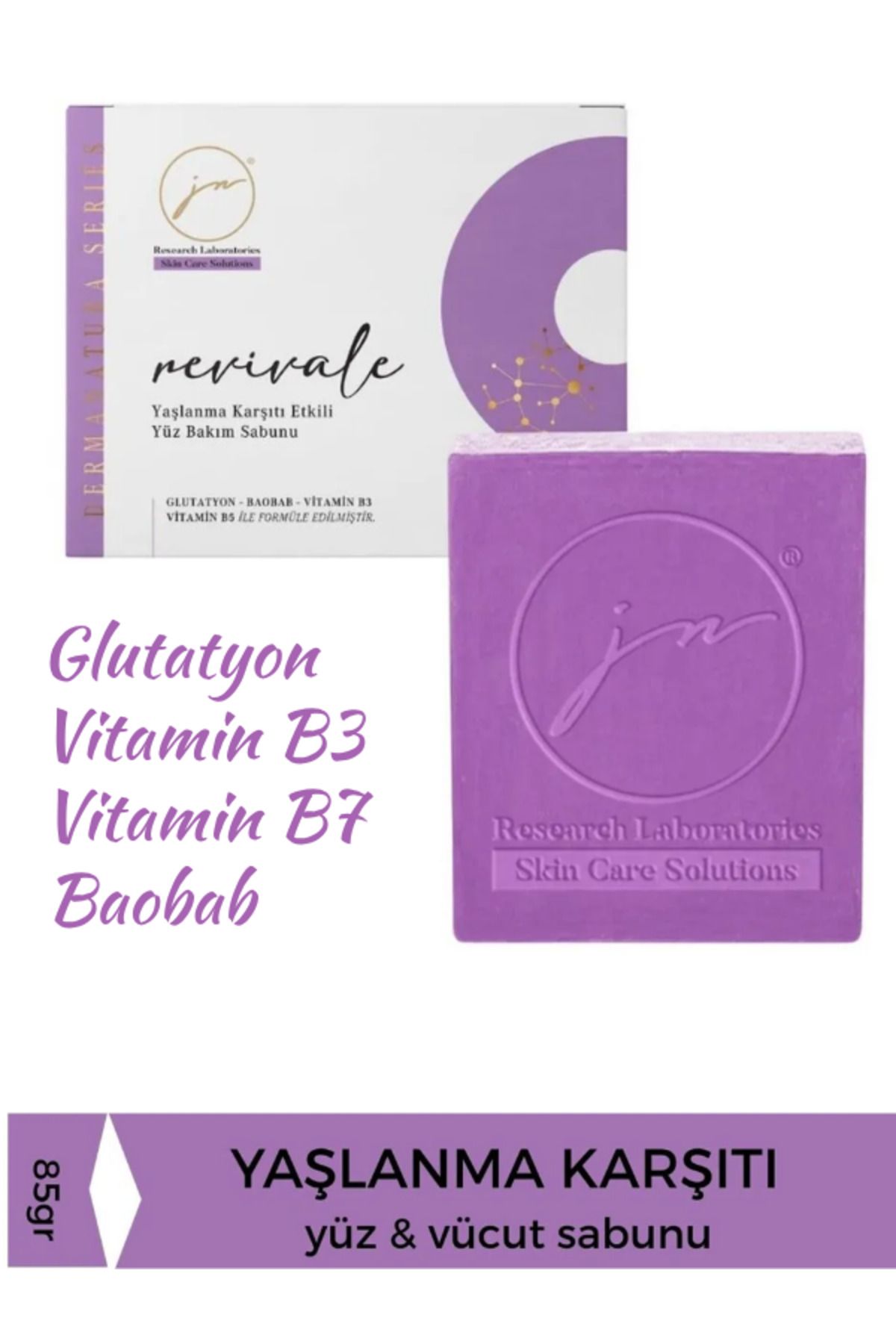 ALLStore Jimena Natural YAŞLANMA KARŞITI GLUTATYON & NİASİNAMİD & BAOBAB SABUNU 85 GR