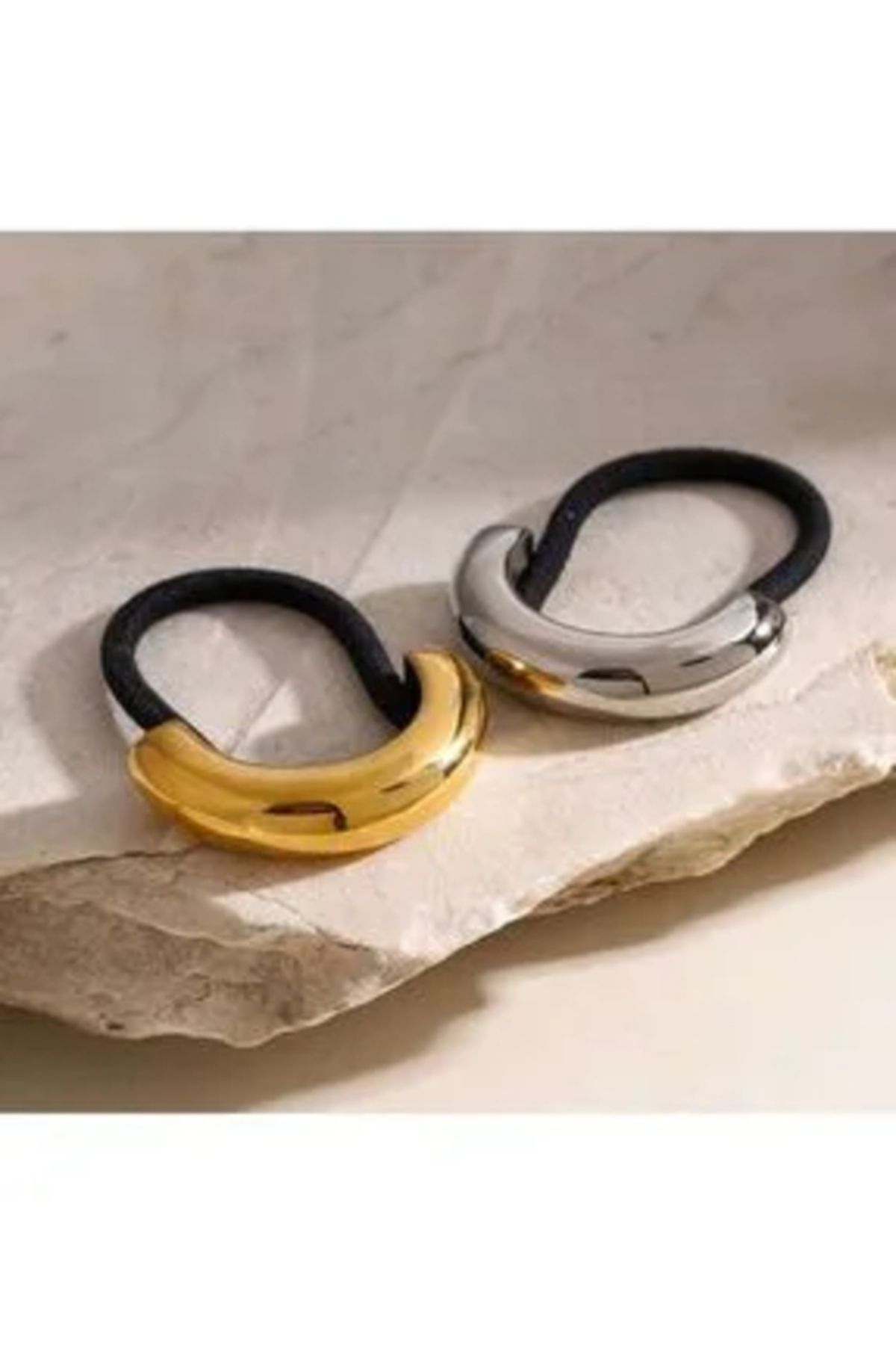 Valona Jewelry 2li Gold Gümüş Lastik Toka