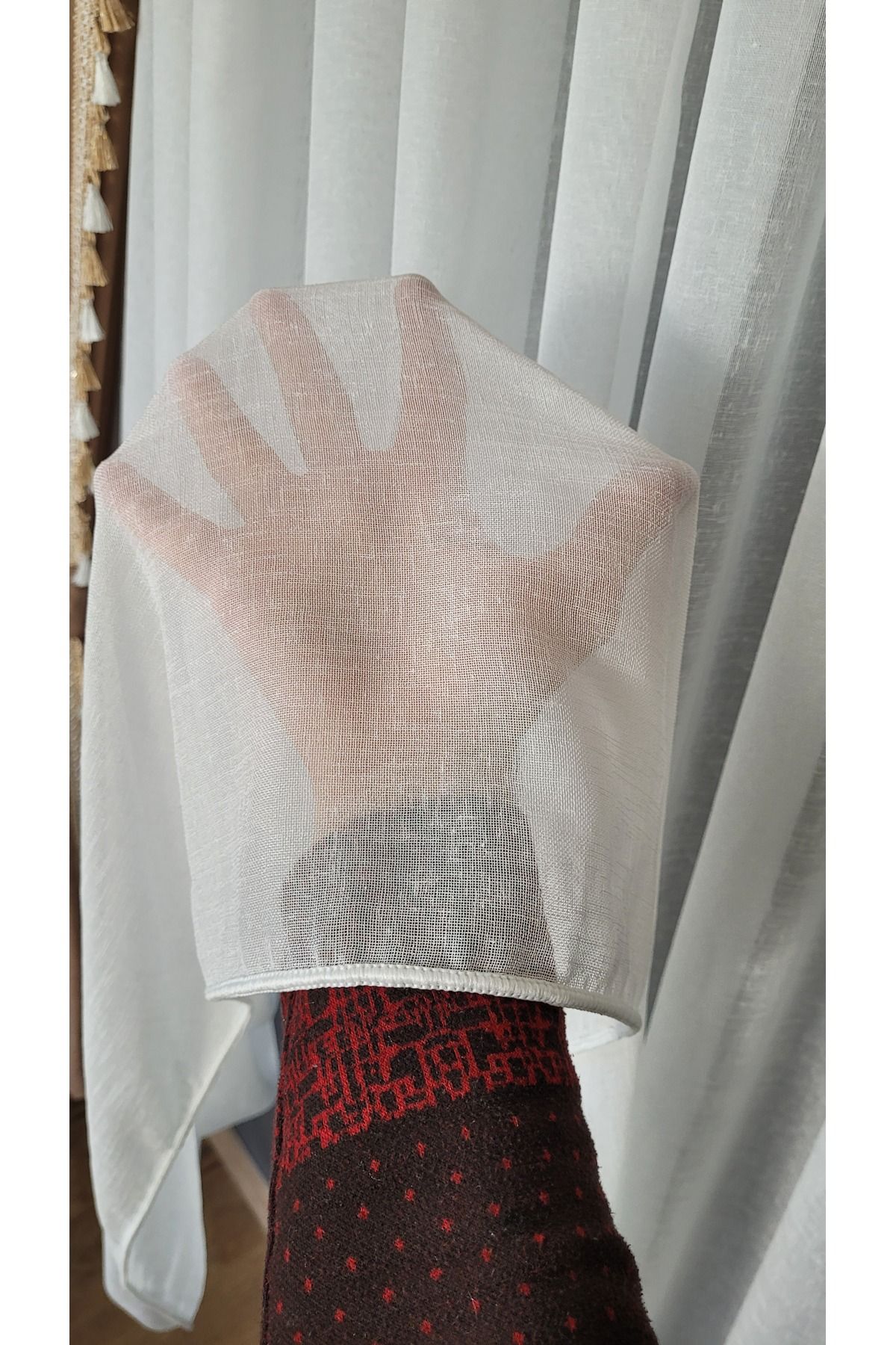 Cem al Tekstil Folded Keten Tül Perde Ütü İstemez Kırışmaz (1/3 SIK PİLE) Pileli Dikim Ağır Gramajlı