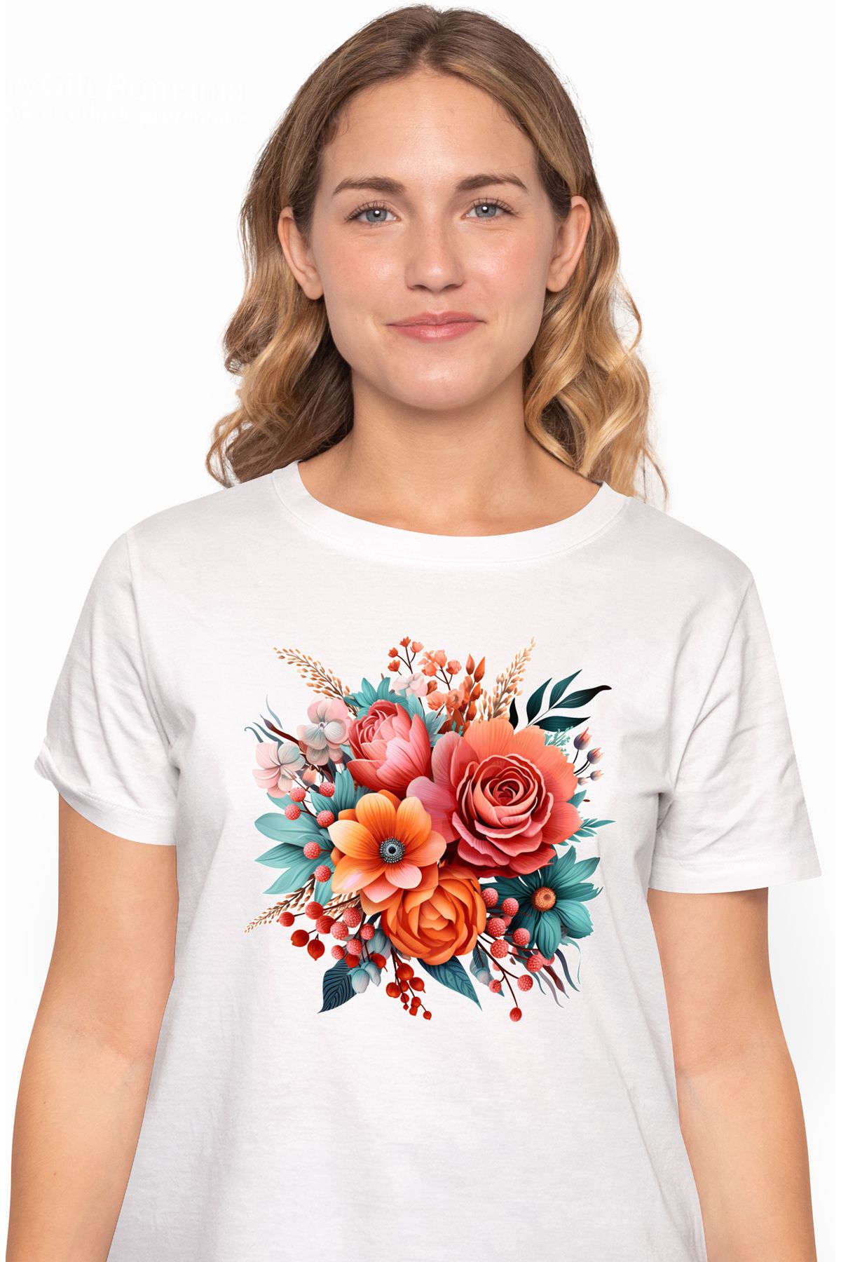 StoryGift Romania Tricou Femei Cu Diverse Floricele, Trandafir, Portocalii, Rosii, Dar, Plante, Gr Wht_xl Femeie - XS