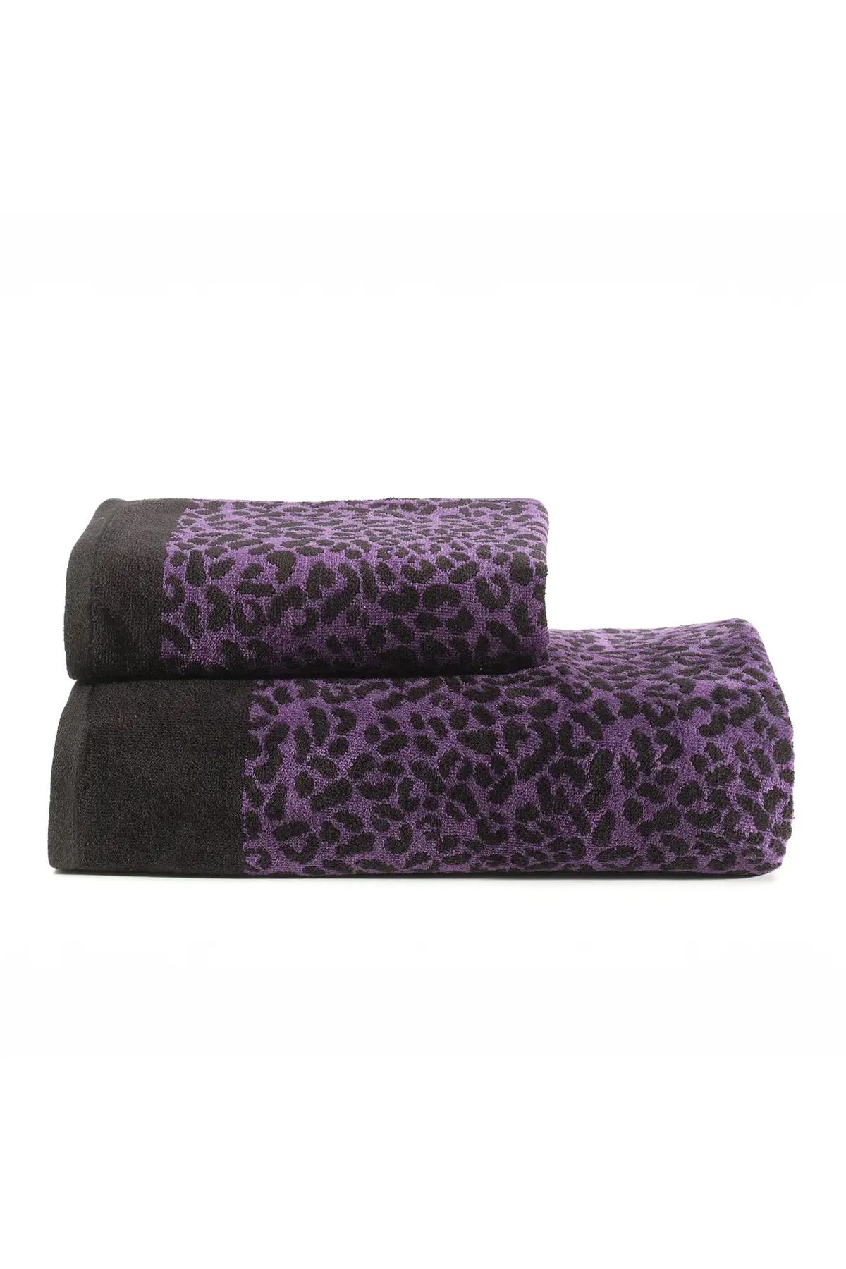 ELLE HOME Leopar Baş Havlusu - Mürdüm