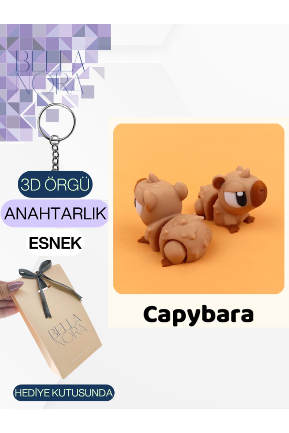 Bellanora Örgü Anahtarlık Sevilen Esneyebilir Sevimli Hayvanlar Amigurumi Çanta Süsü Özel Hediye Kutusunda