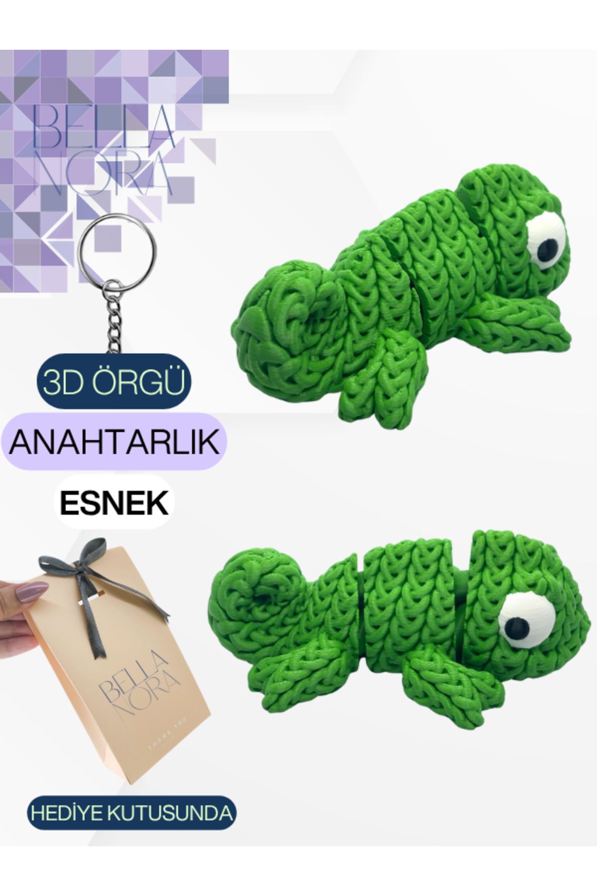 Bellanora Örgü Anahtarlık Sevilen Esneyebilir Sevimli Hayvanlar Amigurumi Çanta Süsü Özel Hediye Kutusunda
