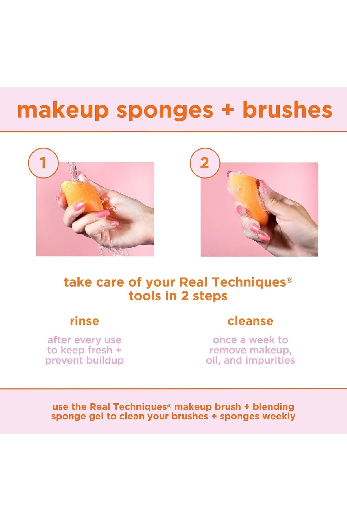 Real Techniques-3in1 Multifunctional Miracle Complexion Sponge With Travel Sponge Case, Orange 8
