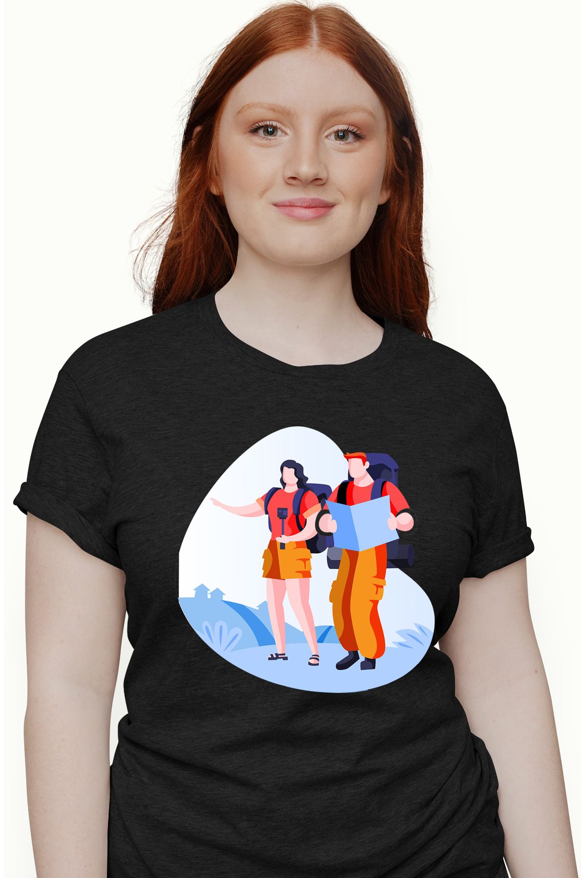 StoryGift Romania Tricou Femei Cu Ghiozdan, Drumetie, Harta, Selfie Stick, Multicolor Cu Imprimeu Blk_xl Femeie - XL