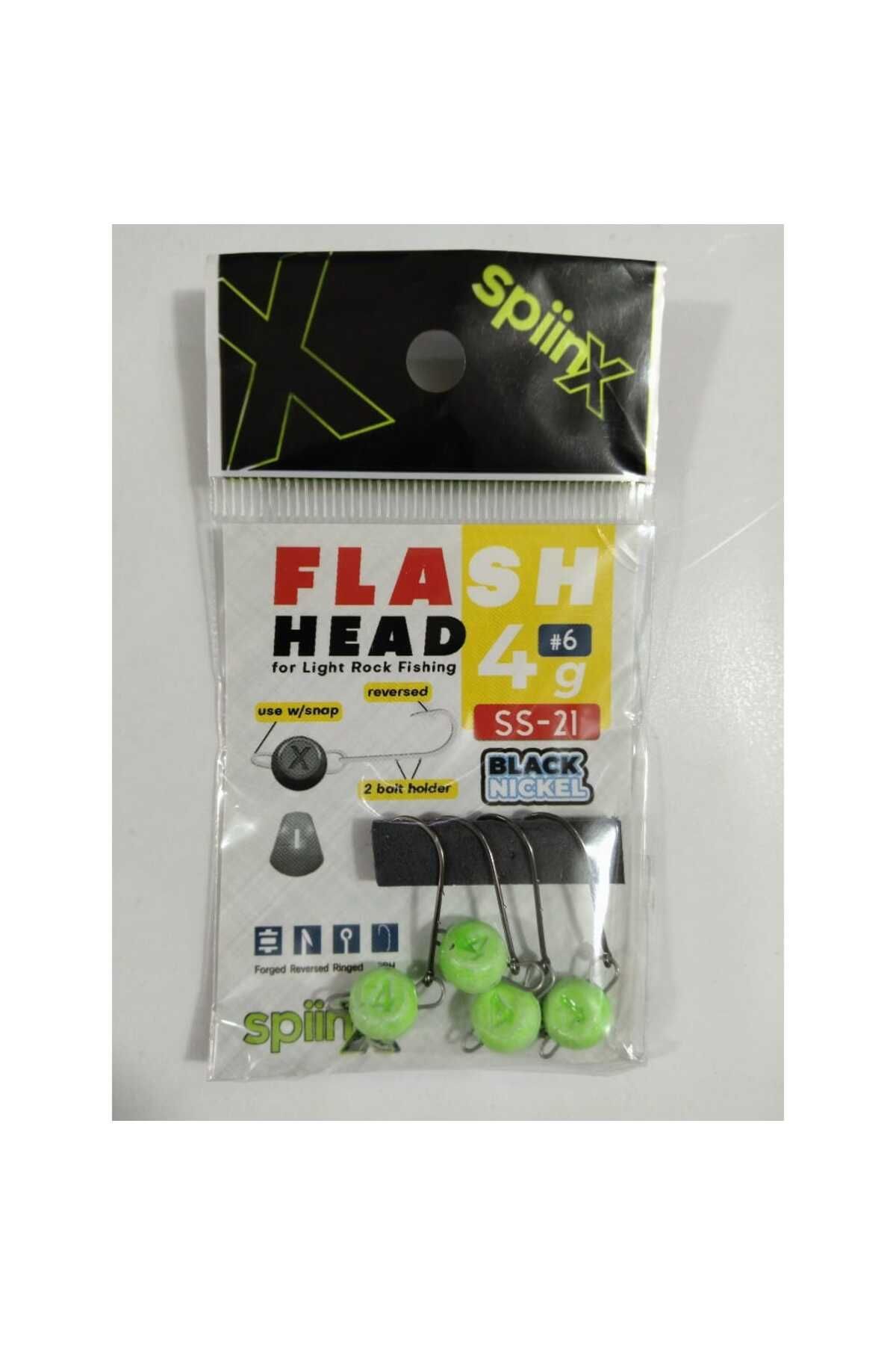 SpiinX FLASH HEAD JIGHEAD UV YEŞİL 4 GR - 4 PCS