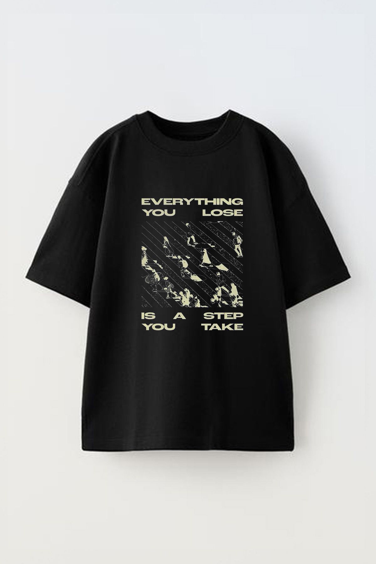 Anetos Evertyhıng Ön Baskılı Pamuk Siyah Oversize T-shirt