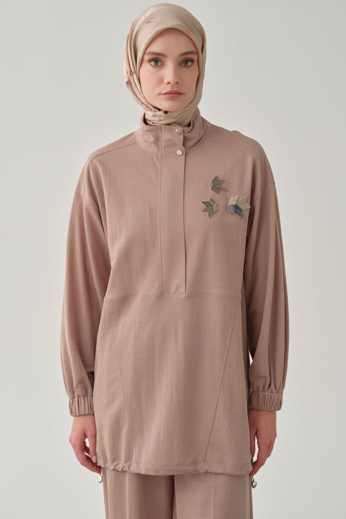 Tuğba Etek Ucu Lastikli Sweat - Camel