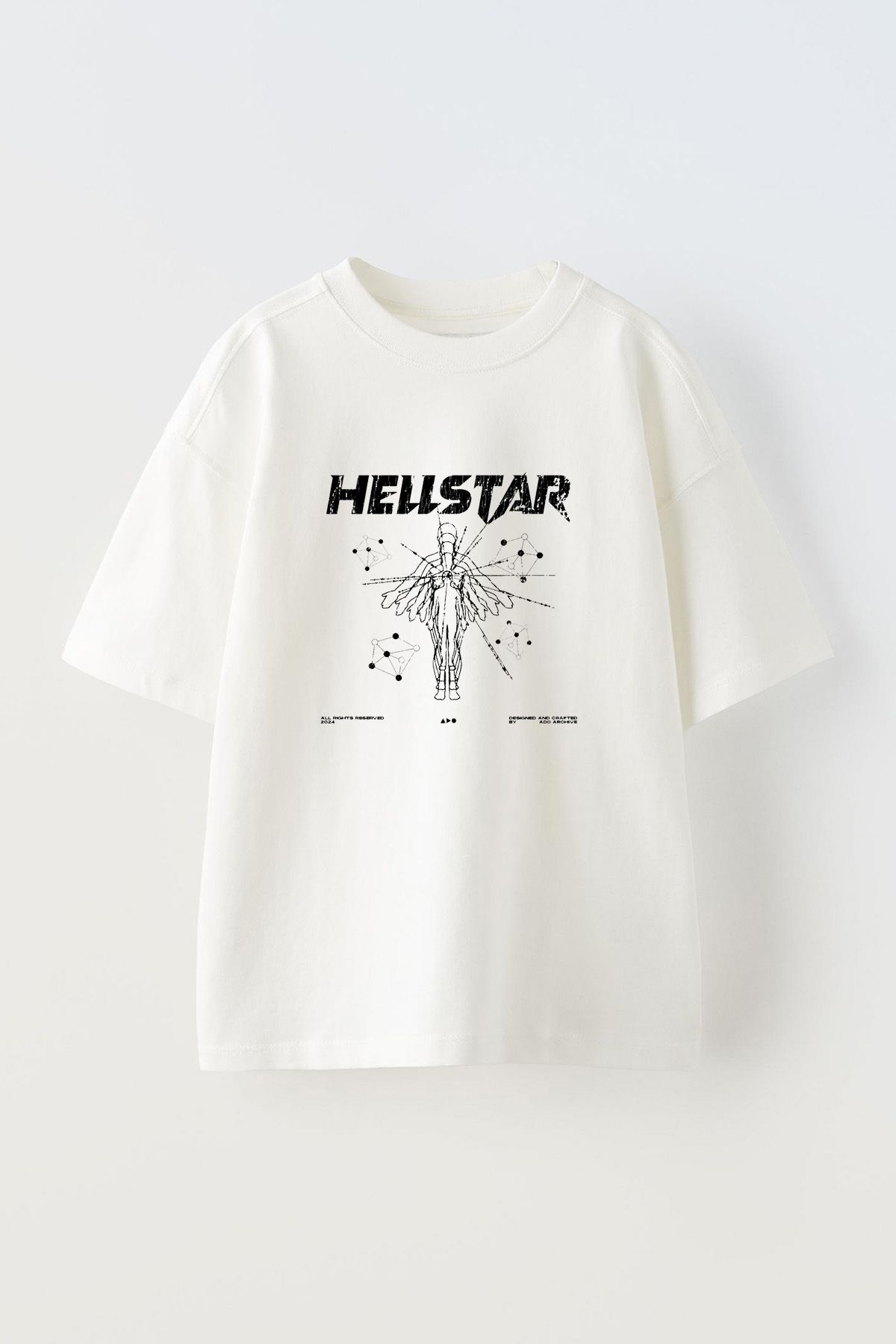 Anetos Hellstar Human Ön Baskılı Pamuk Beyaz Oversize T-shirt