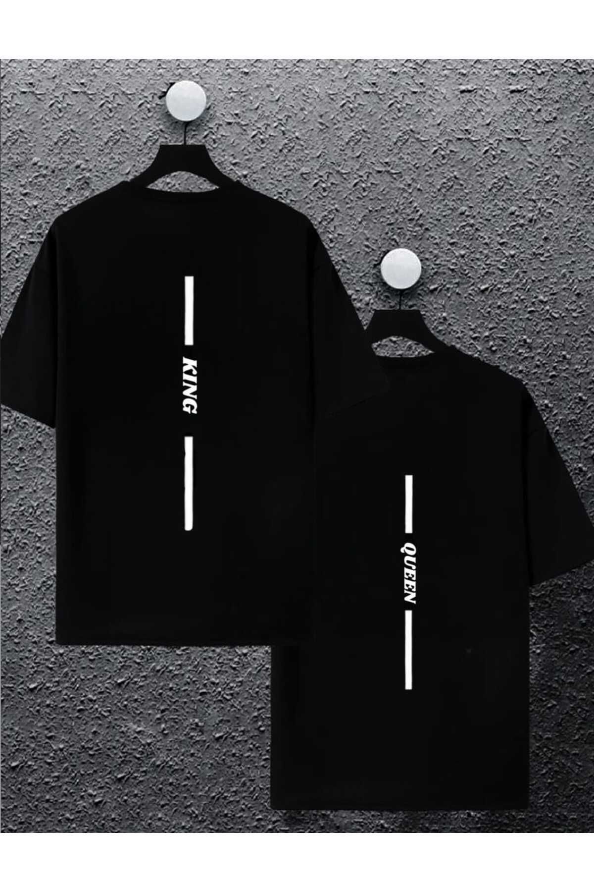 Marclaw SİYAH ÇİFT King/Queen Sırt Baskılı Oversize tşört
