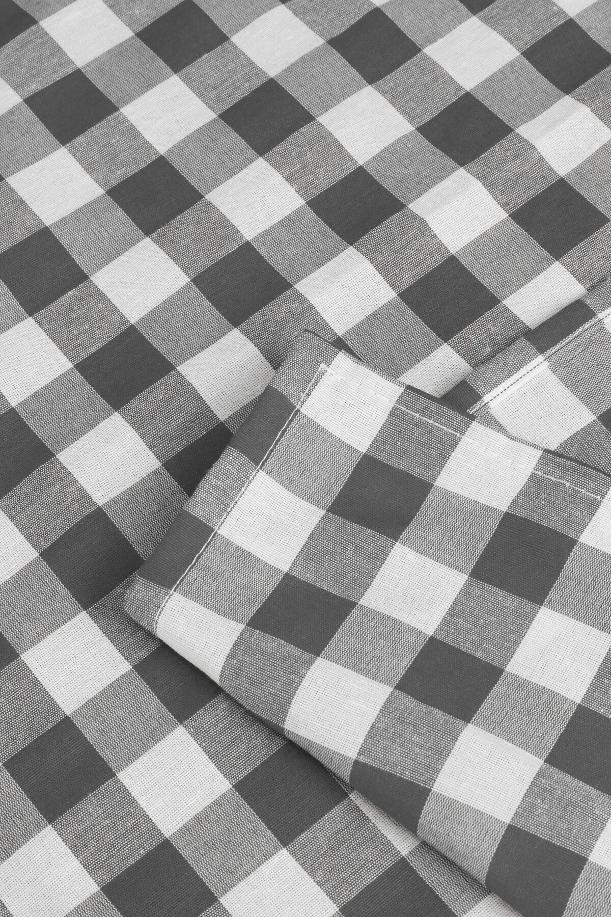 Soft Kare-Gray Large Square Pattern Gingham Tablecloth 7