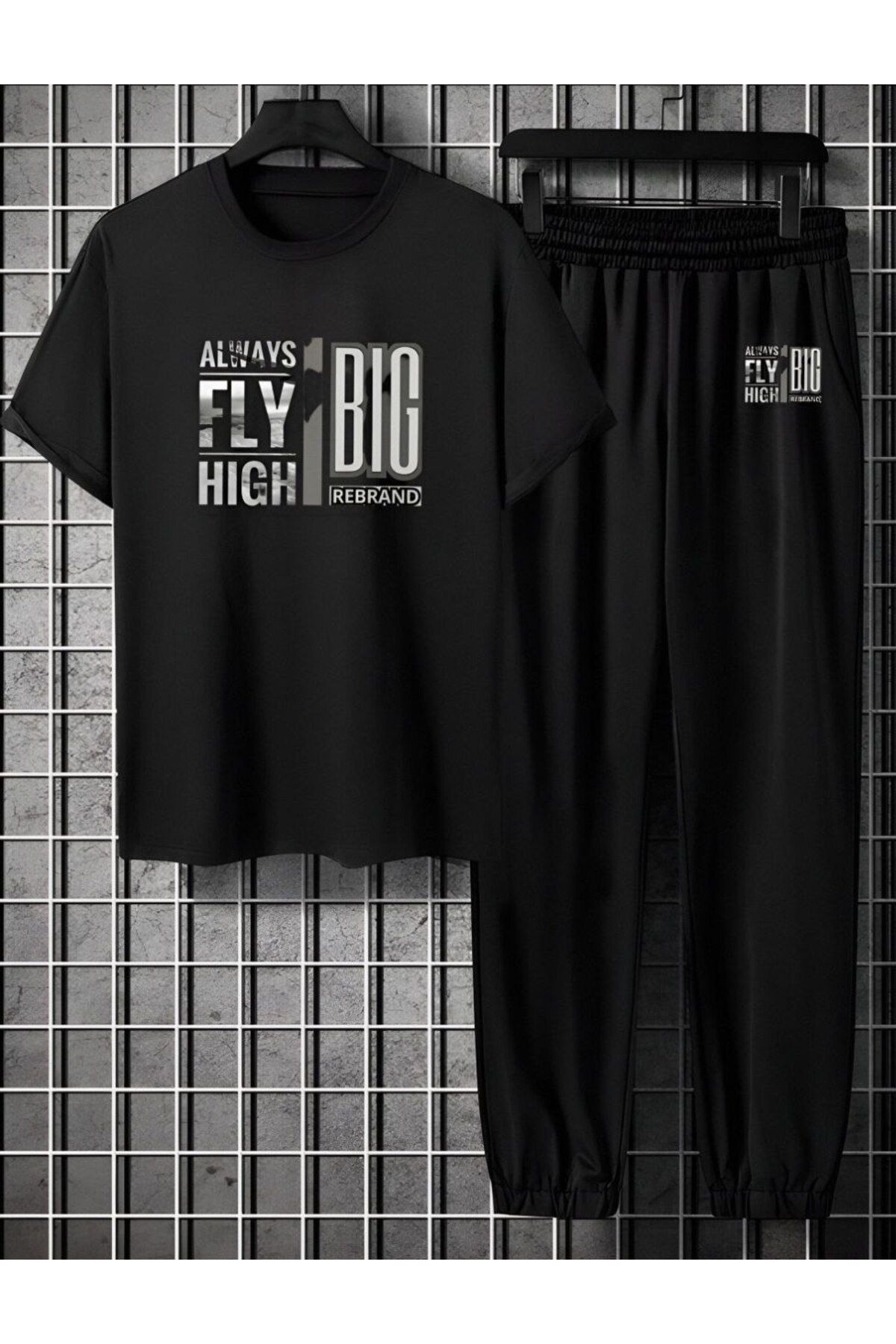 REBRAND Spor Giyim Oversize T-shirt Takımı - Baskılı Alt Üst Eşofman