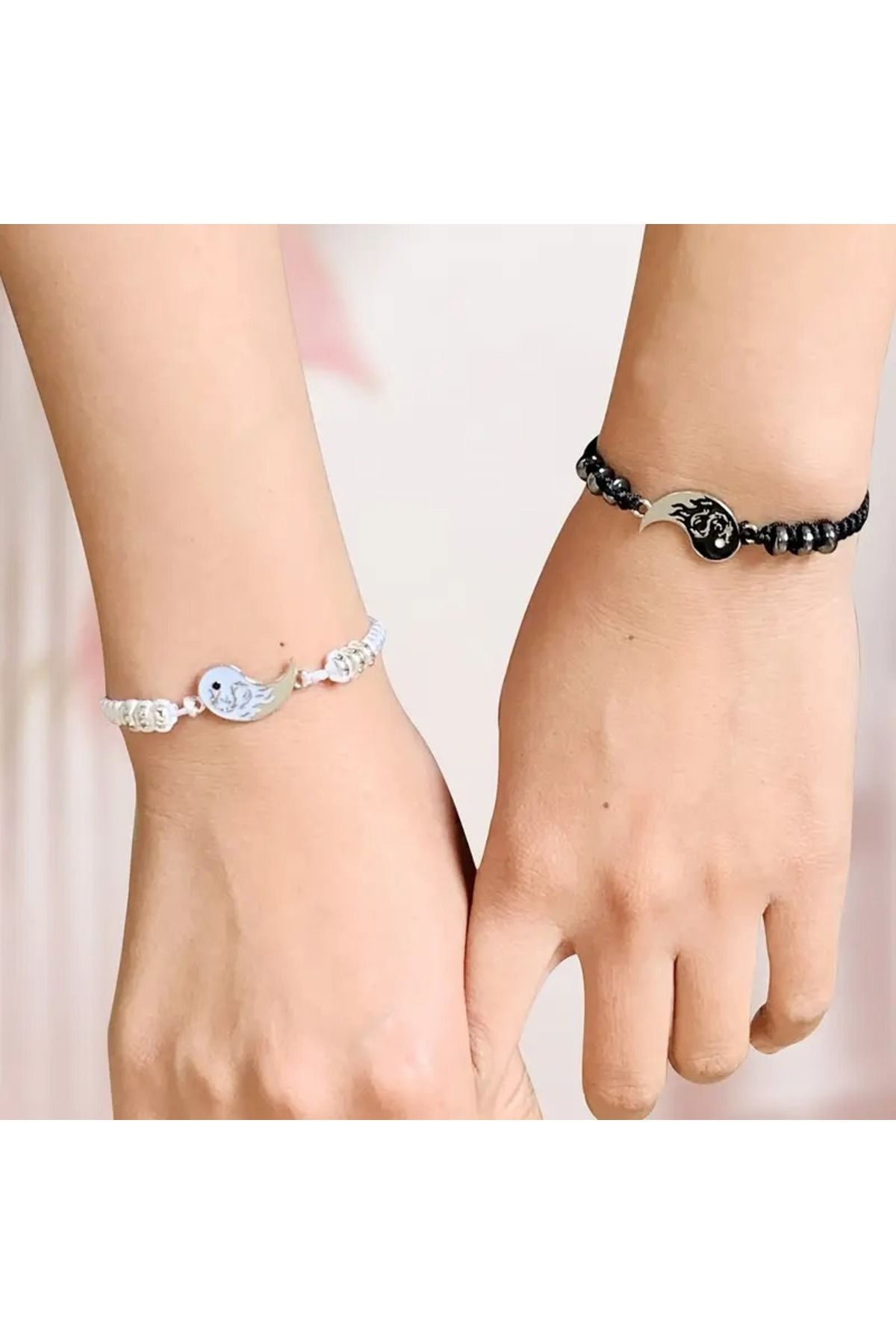 Feron accessories Yin Yang Uyumlu Çift Bileklik Seti - Sevgili Kombin Bilekliği S-102-G