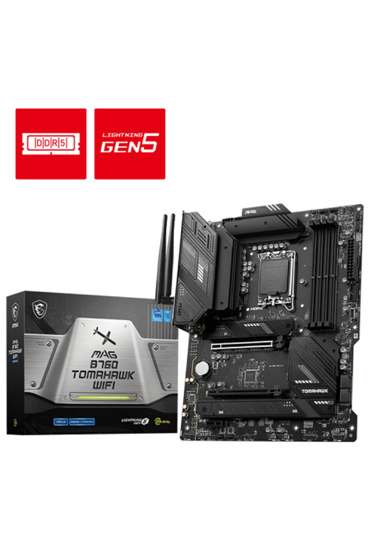 MSI-Intel B760 Tomahawk WiFi DDR5 Socket 1700 - 7000 MHz OC ATX Gaming Motherboard 1