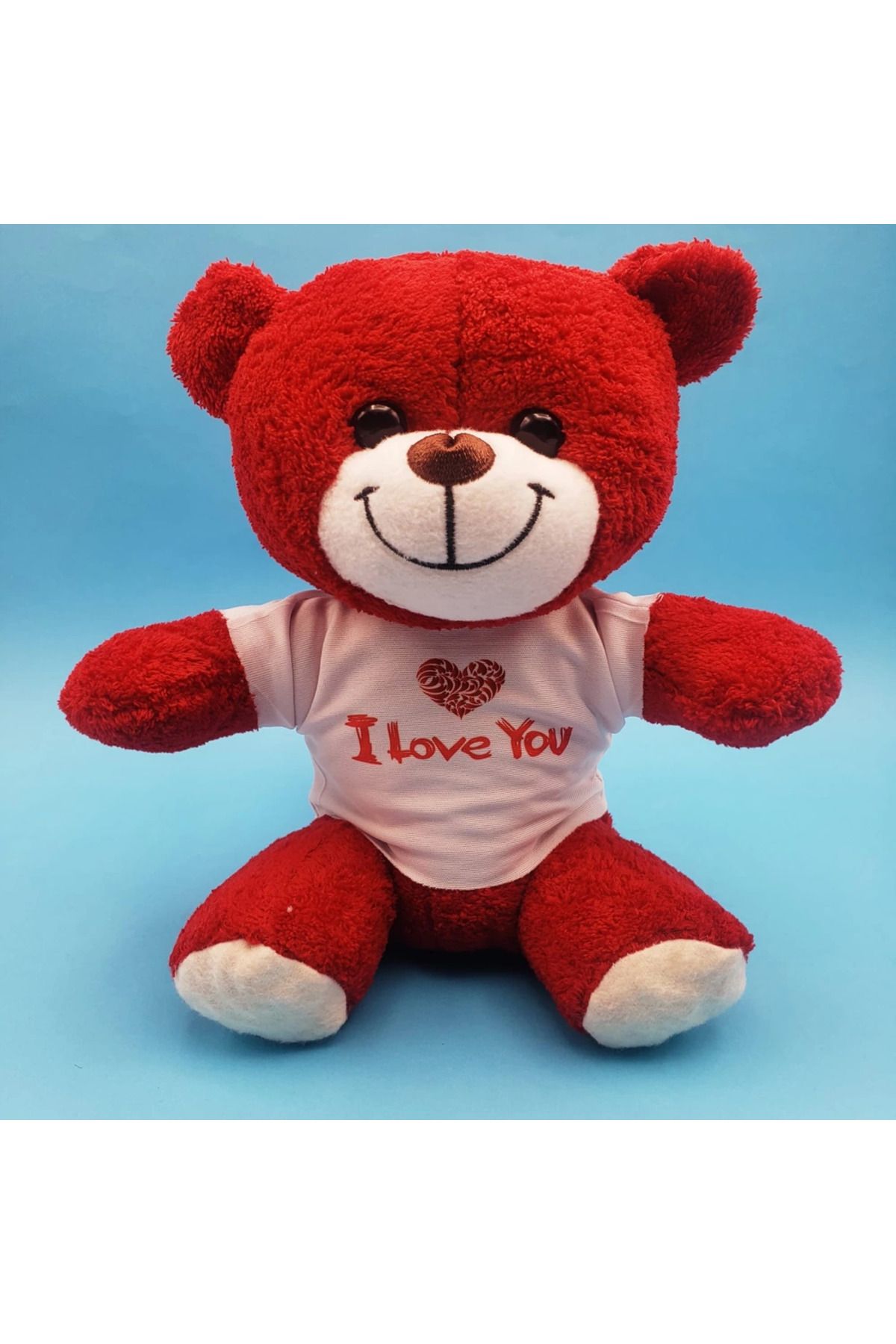 costurera Kırmızı I Love You Tişörtlü Peluş Ayıcık