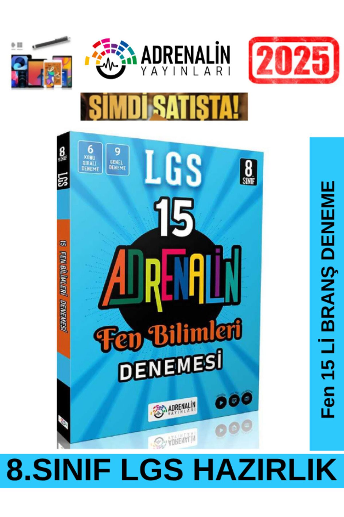 Fenomen Yayıncılık ADRENALİN YAYINLARI 8.Sınıf Fen Bilimleri 15 li Branş Deneme+Android Kalem