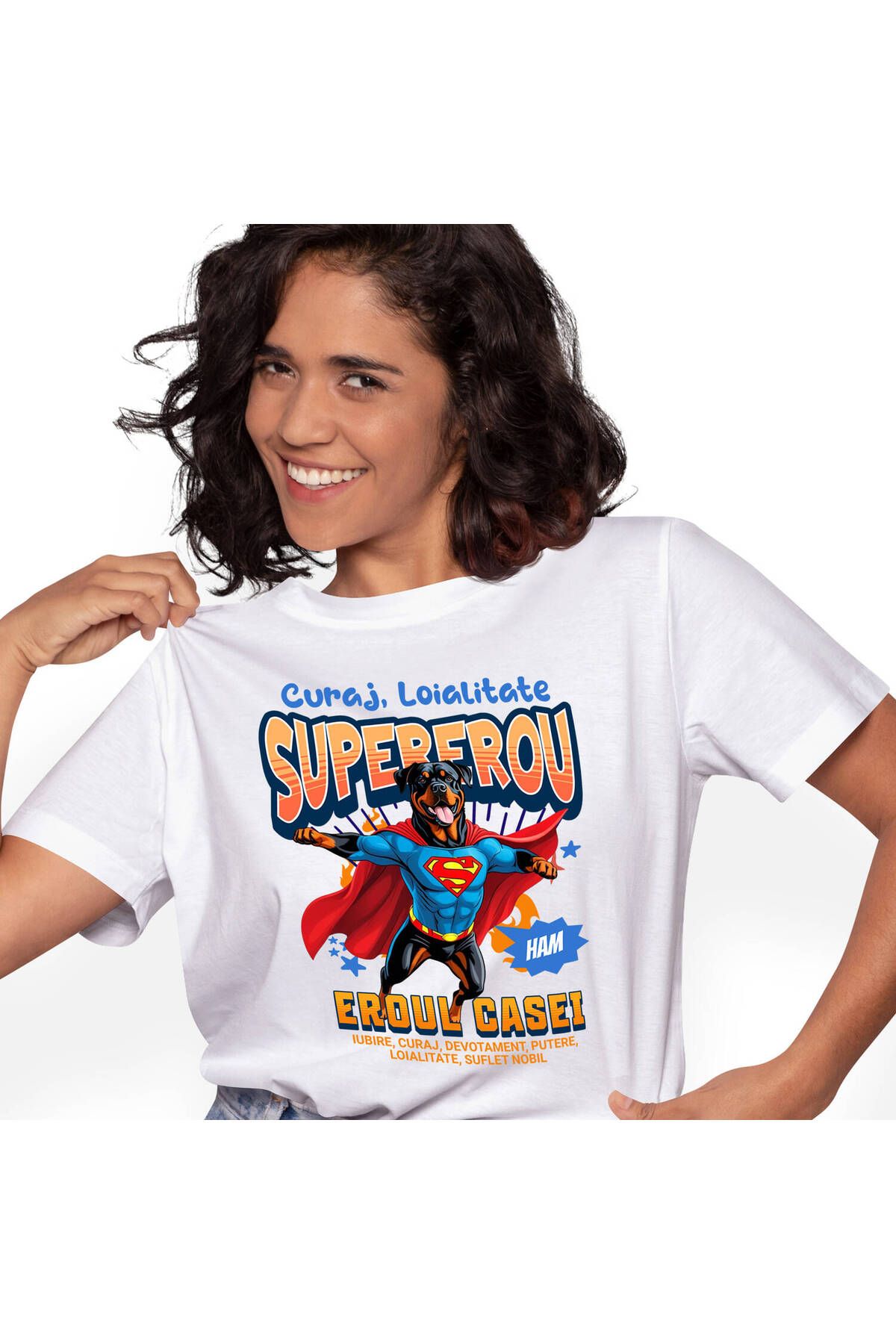 StoryGift Romania Tricou Femei Cu Silueta Umana Jucator De Supereroi Personaje Box Contact Motivat,white_xs Femeie - XS