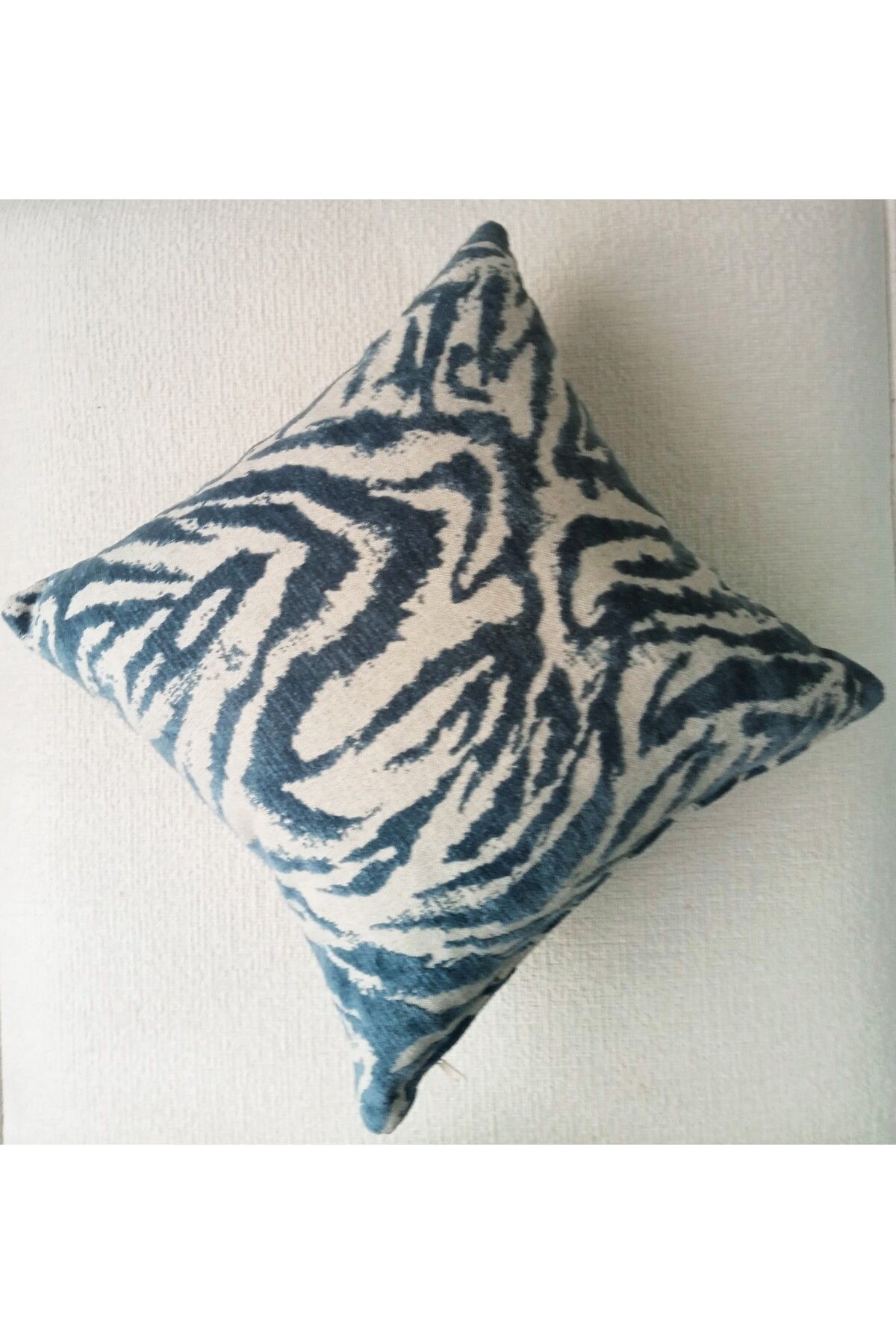 Gatta 2 li Mavi Zebra Desen Bohem Kırlent Kılıfı 45x45 cm Modern Yastık Kılıfı Lüks