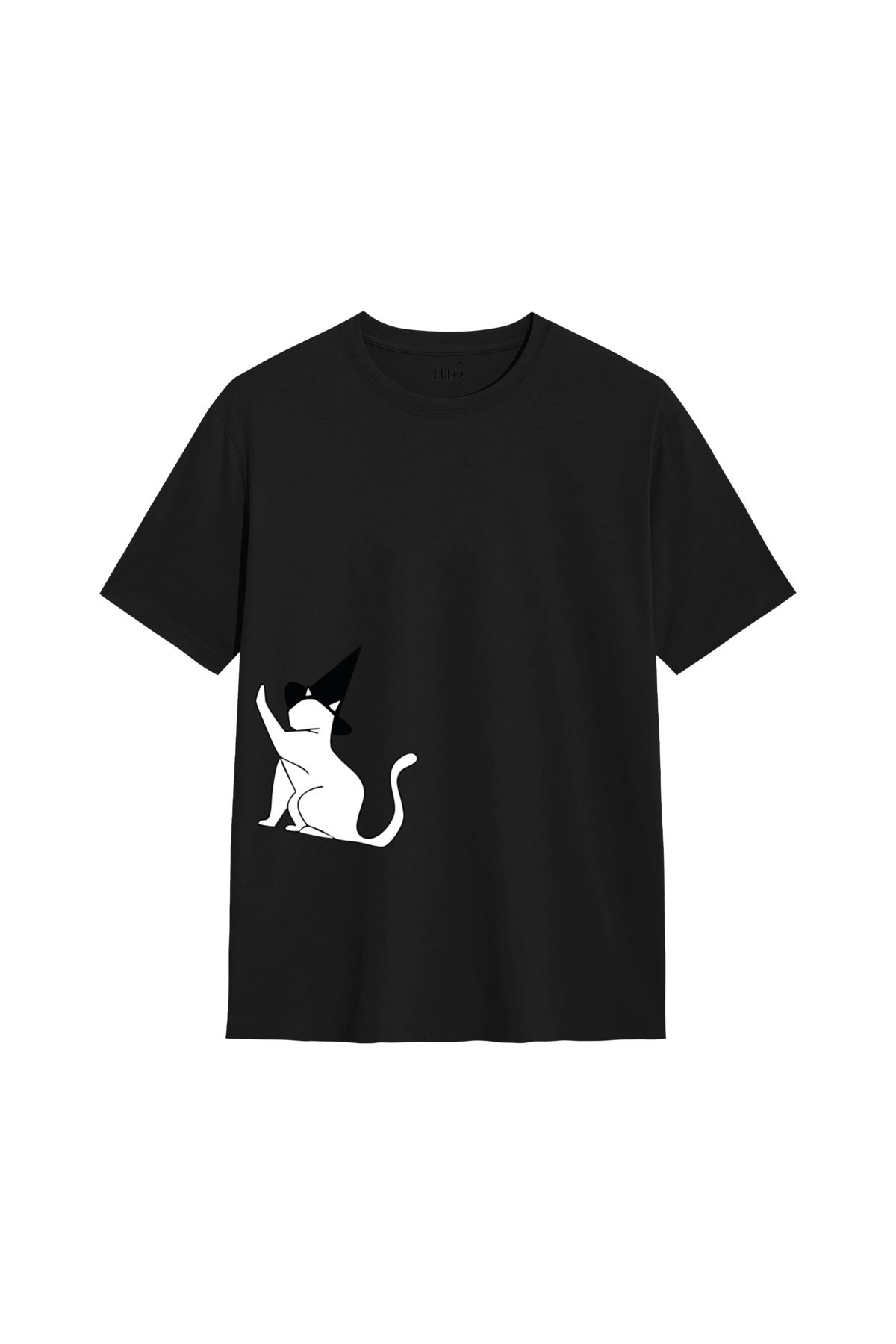 MODA COUPLE BEYAZ KEDİ Baskılı Oversize Tshirt