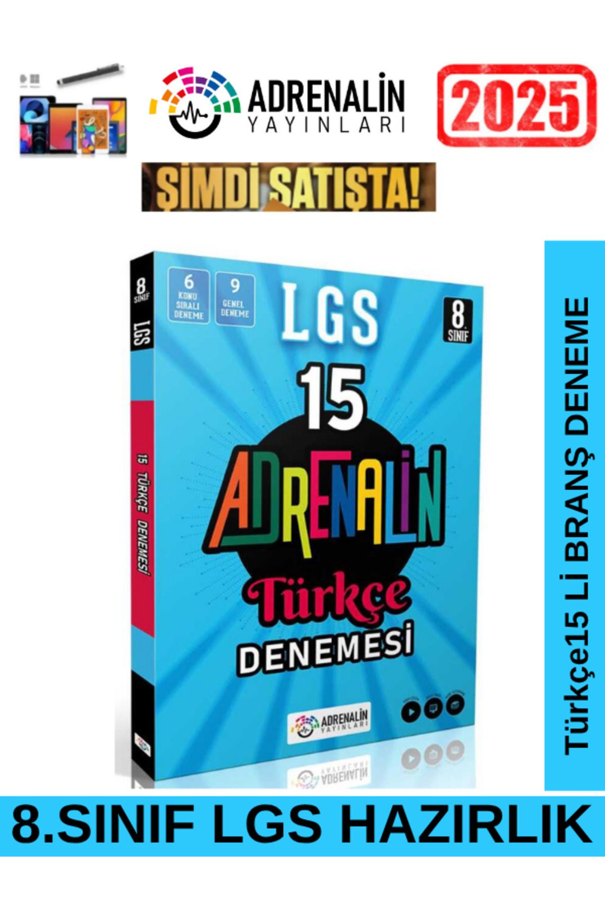 Fenomen Yayıncılık ADRENALİN YAYINLARI 8.Sınıf Türkçe 15 li Branş Deneme+Android Kalem