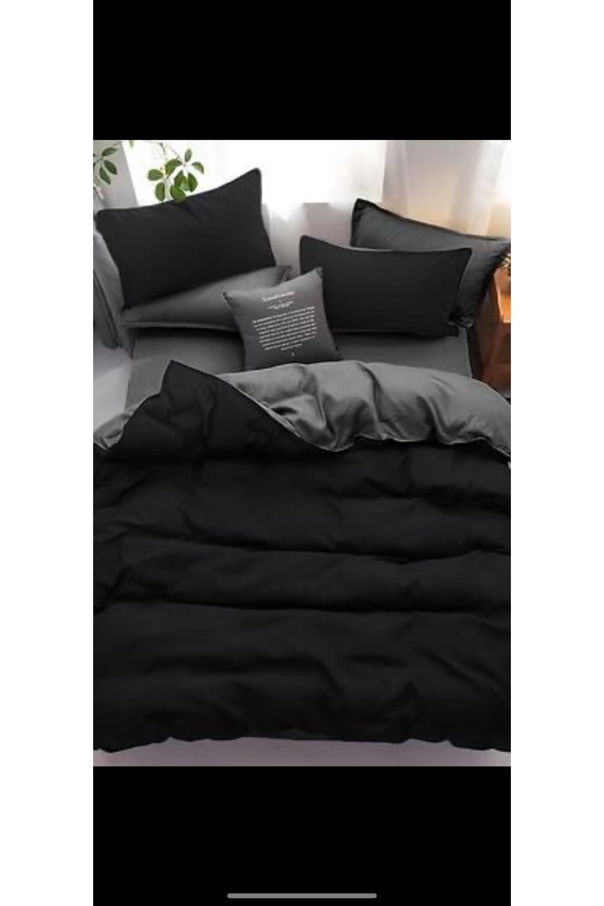 Rimo Home Tek Kişilik Nevresim Takımı (ÇARŞAFSIZ) Siyah Gri