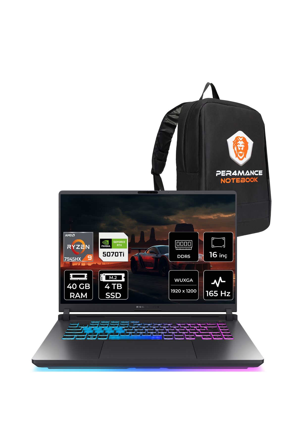 ASUS ROG Strix G16 R9 7945HX 40GB 4TB SSD RTX5070Ti/12GB 165Hz 16" WUXGA FDOS Gaming Laptop