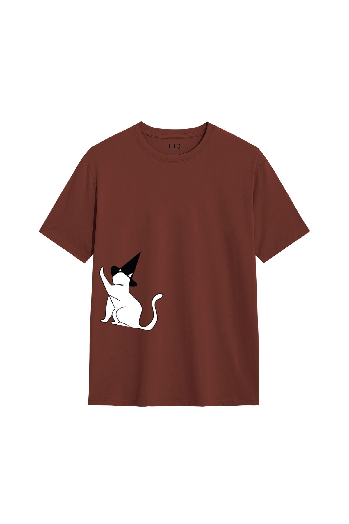 MODA COUPLE BEYAZ KEDİ Baskılı Oversize Tshirt