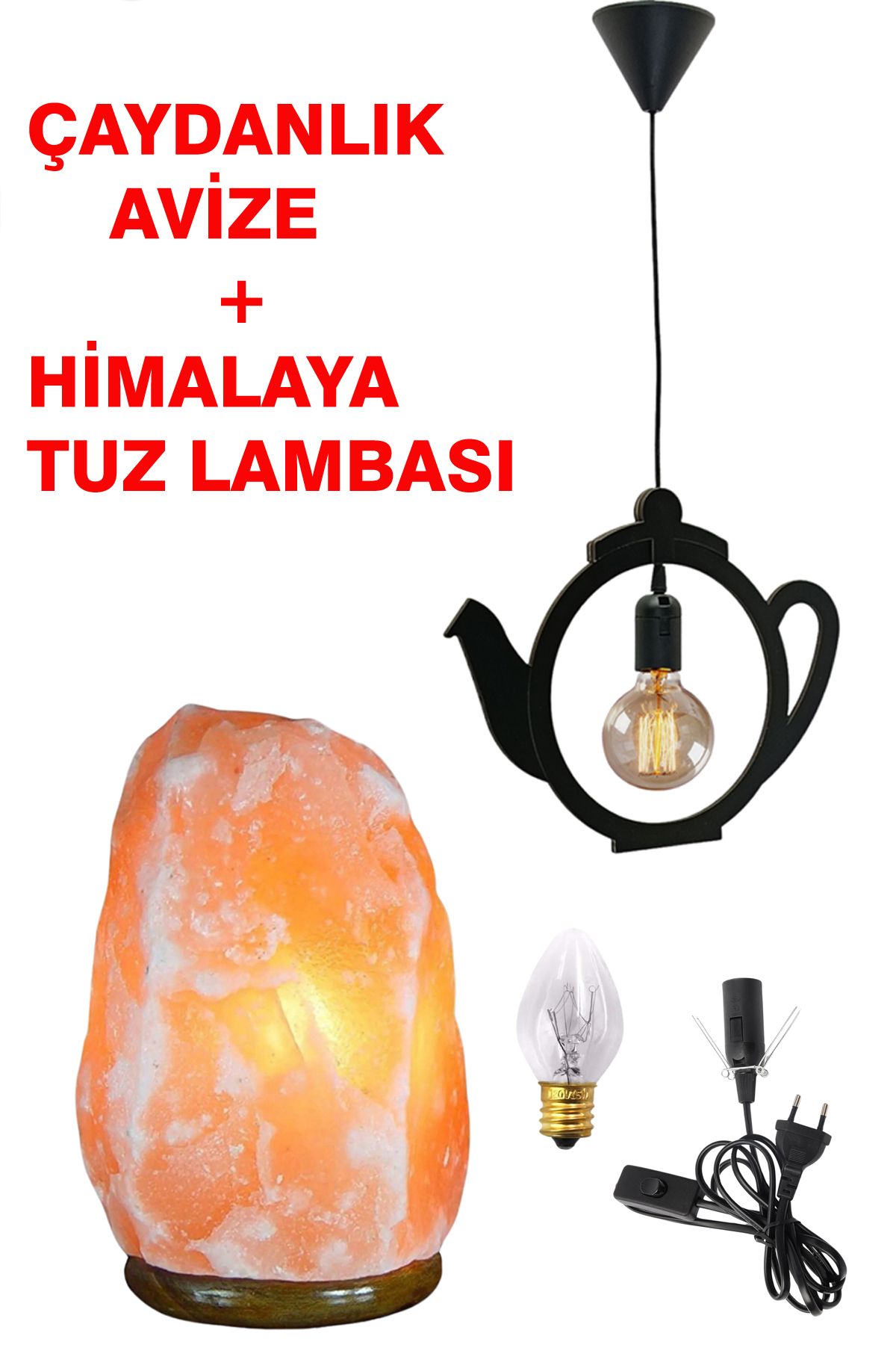 Nurnivus Tea Kettle Çaydanlık Sarkıt Tekli Modern Avize + Himalaya Tuz Lambası Dekoratif Rustik 2 Li ürün