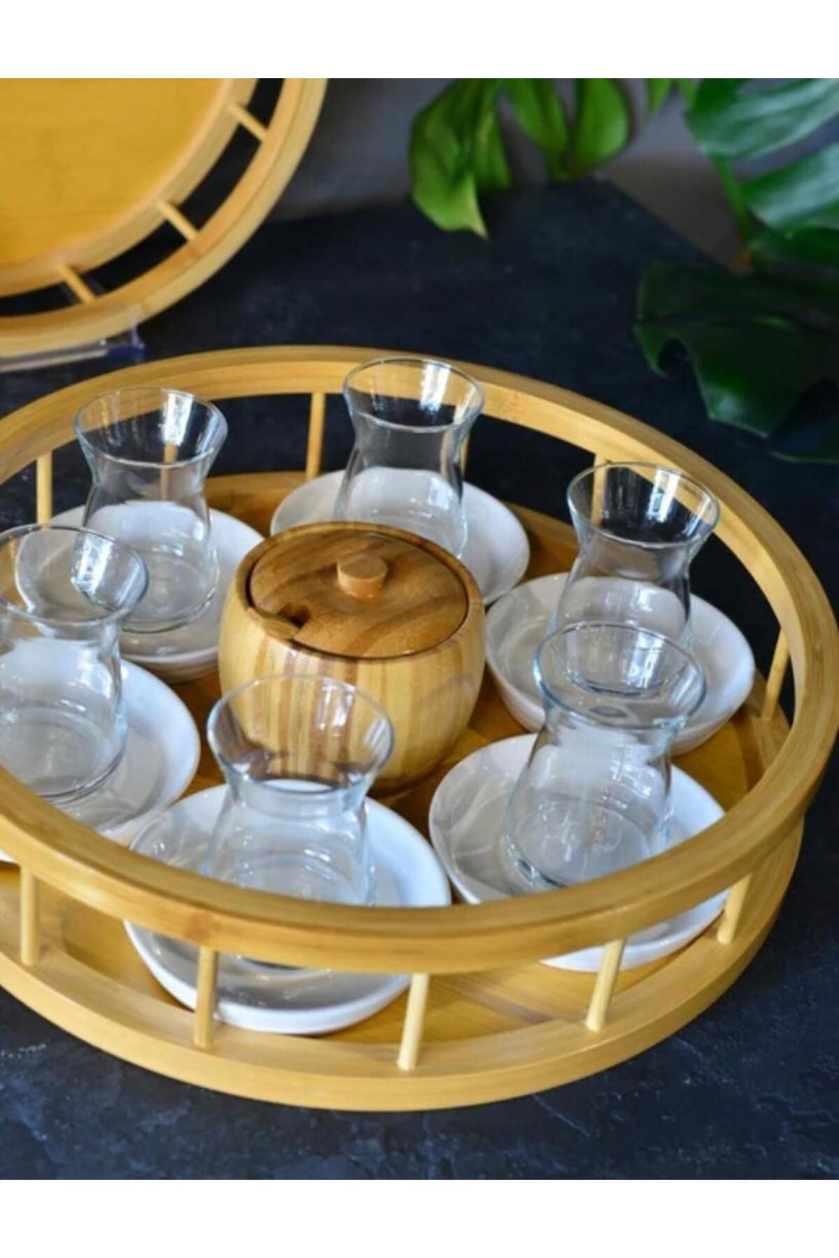 YDGR Yuvarlak Bambu Tepsi – Çit Modeli ile Şık ve Fonksiyonel Sunum