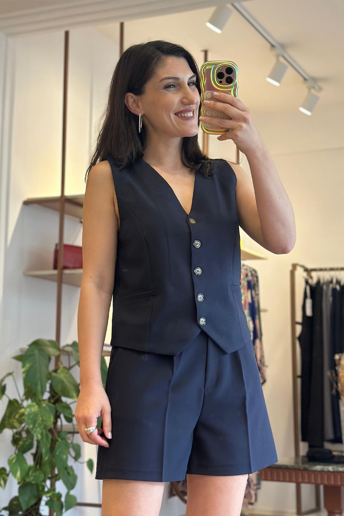 Unique Boutique Lacivert Yelek-Şort Takım