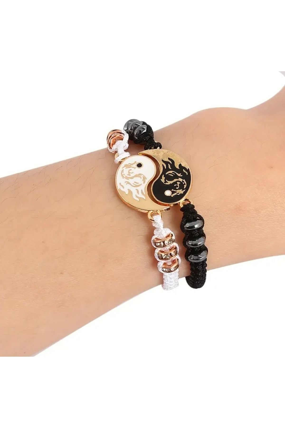 Feron accessories Yin Yang Uyumlu Çift Bileklik Seti - Sevgili Kombin Bilekliği S-102-G