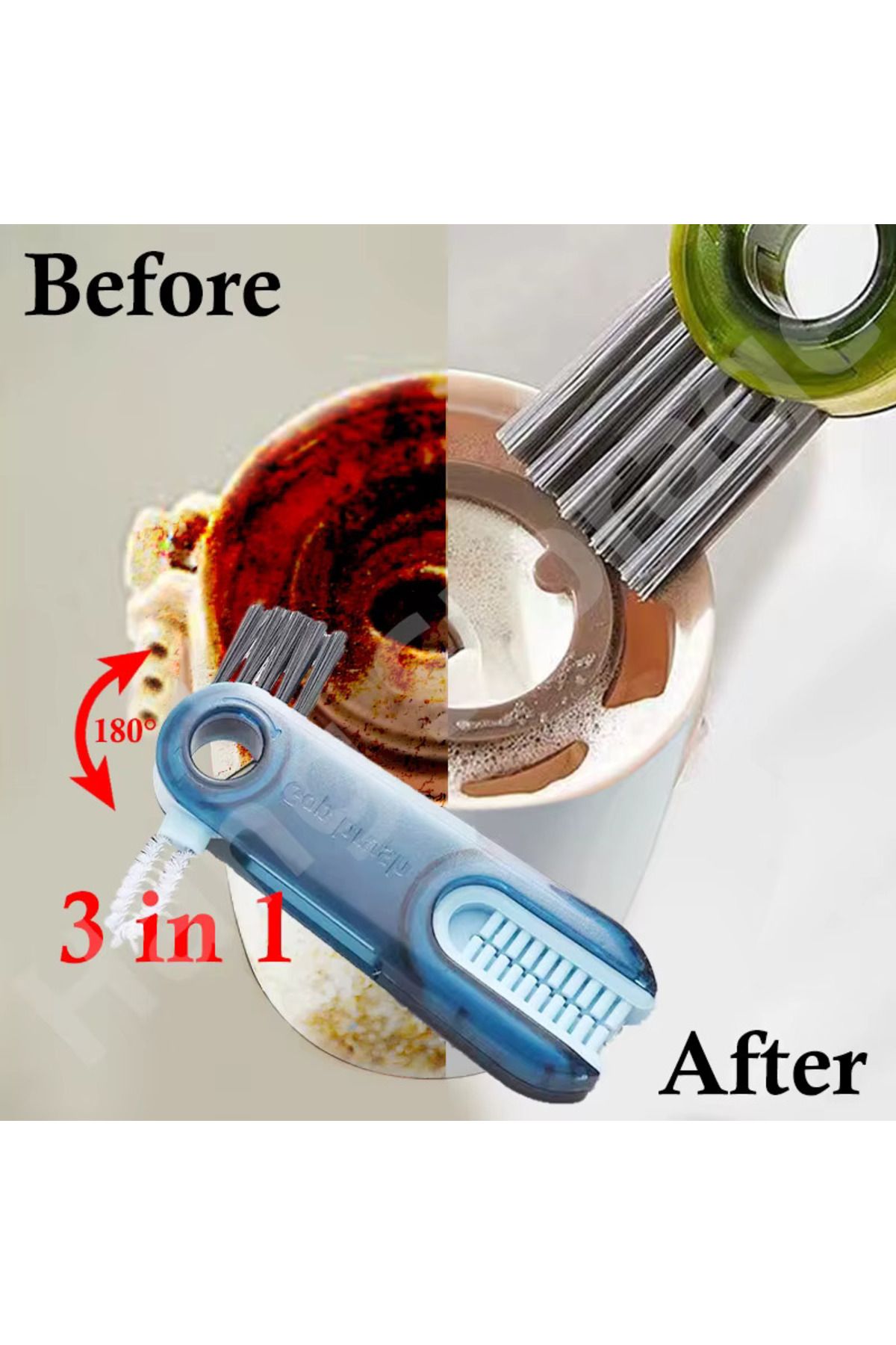 Mahi Max 3 Fonksiyonlu Pratik Şişe Temizleme Fırçası Mutfak Banyo Araç İçin Çok Amaçlı Fırça