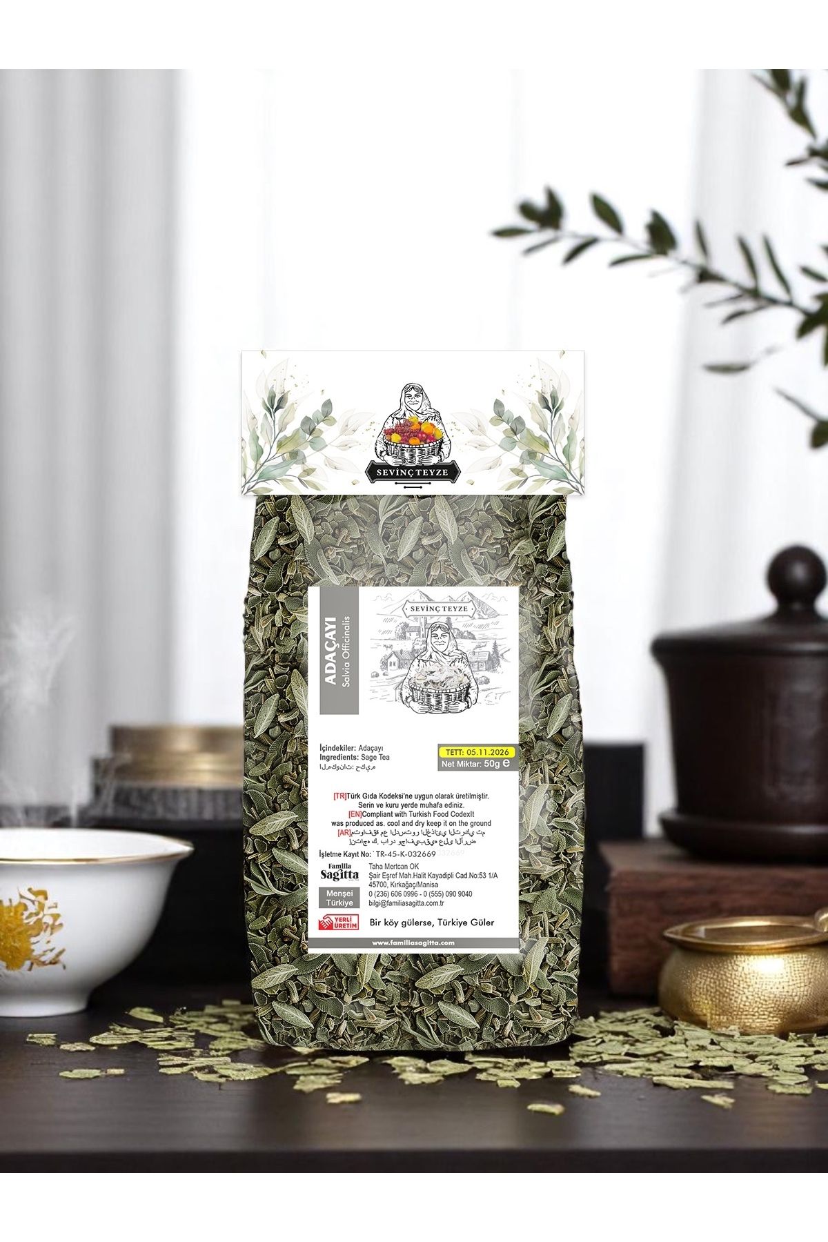 Organik Teyze Sevinç Teyze Ada Çayı, Adaçayı Sage Tea,salvia Officinalis 50g.