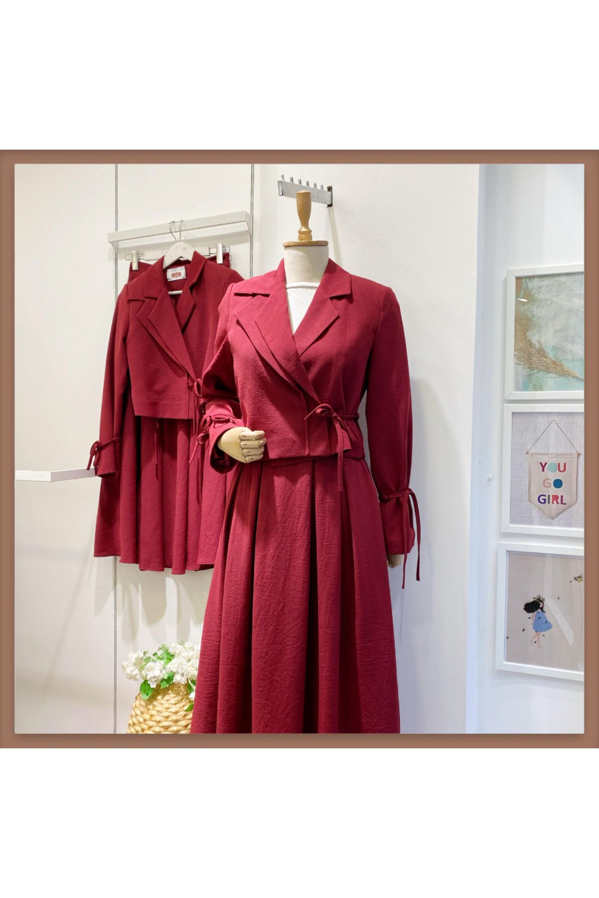 Faya Boutique Bordo Ceketli Nora Takım