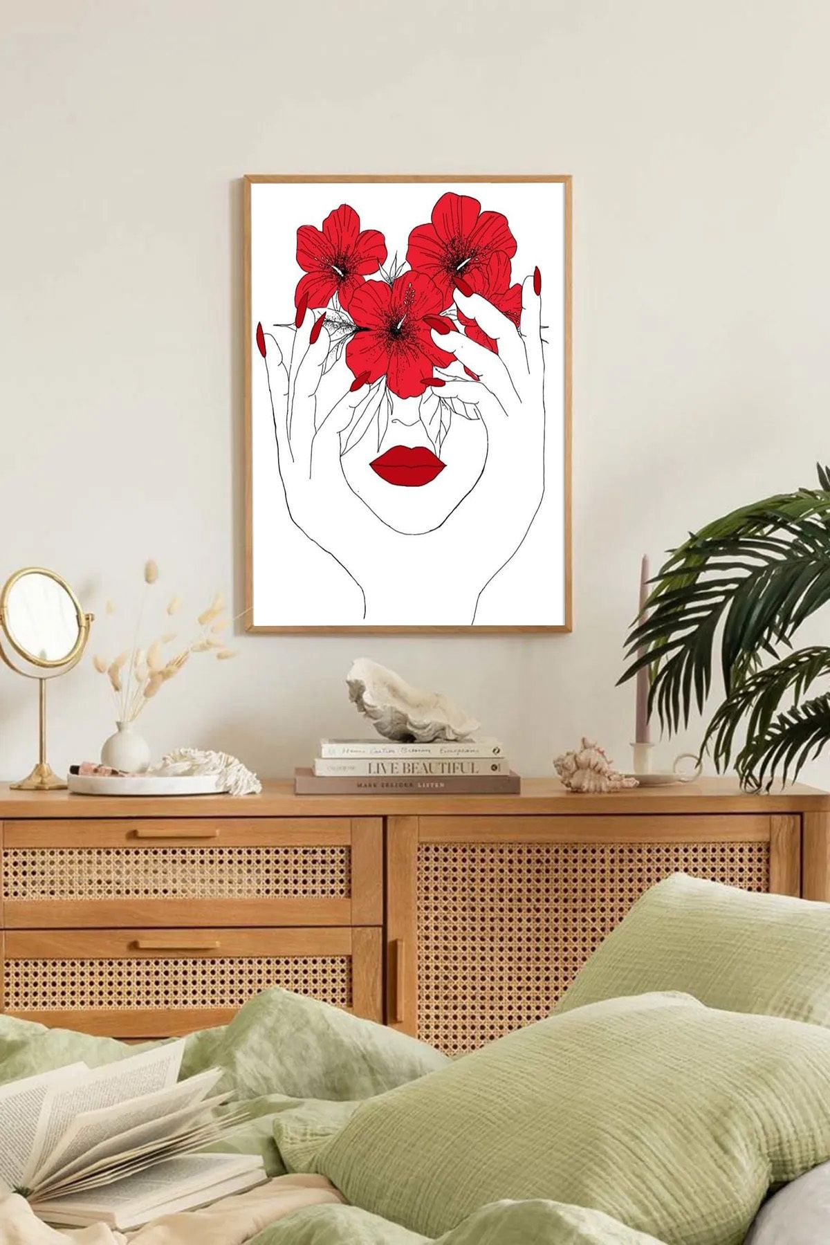 Dekorsiahome 1 Parça Ahşap Çerçeveli Oturma Odası Salon Mutfak Tablo TK0107