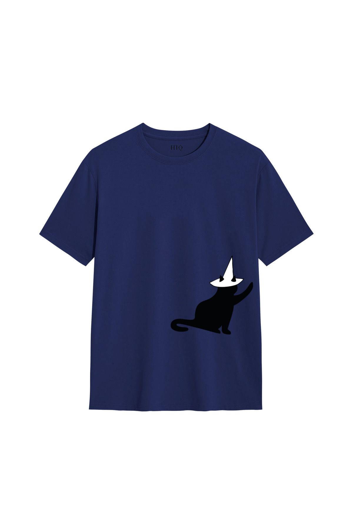 MODA COUPLE SİYAH KEDİ Baskılı Oversize Tshirt