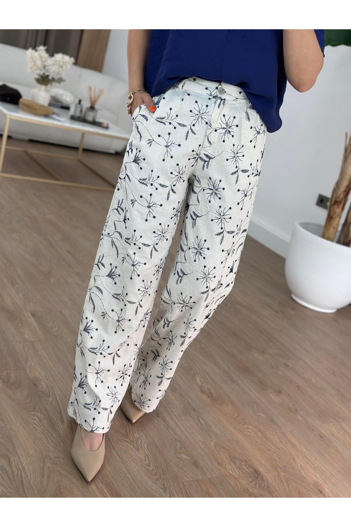 2she Çiçek Desenli Bol Pantolon